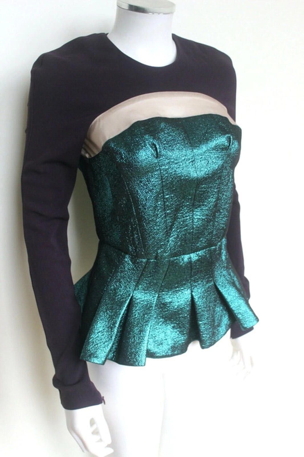 Other Antonio Berardi Green Purple Mesh Metallic top UK 8 Size S / US 4 / IT 40 - 2 Thumbnail