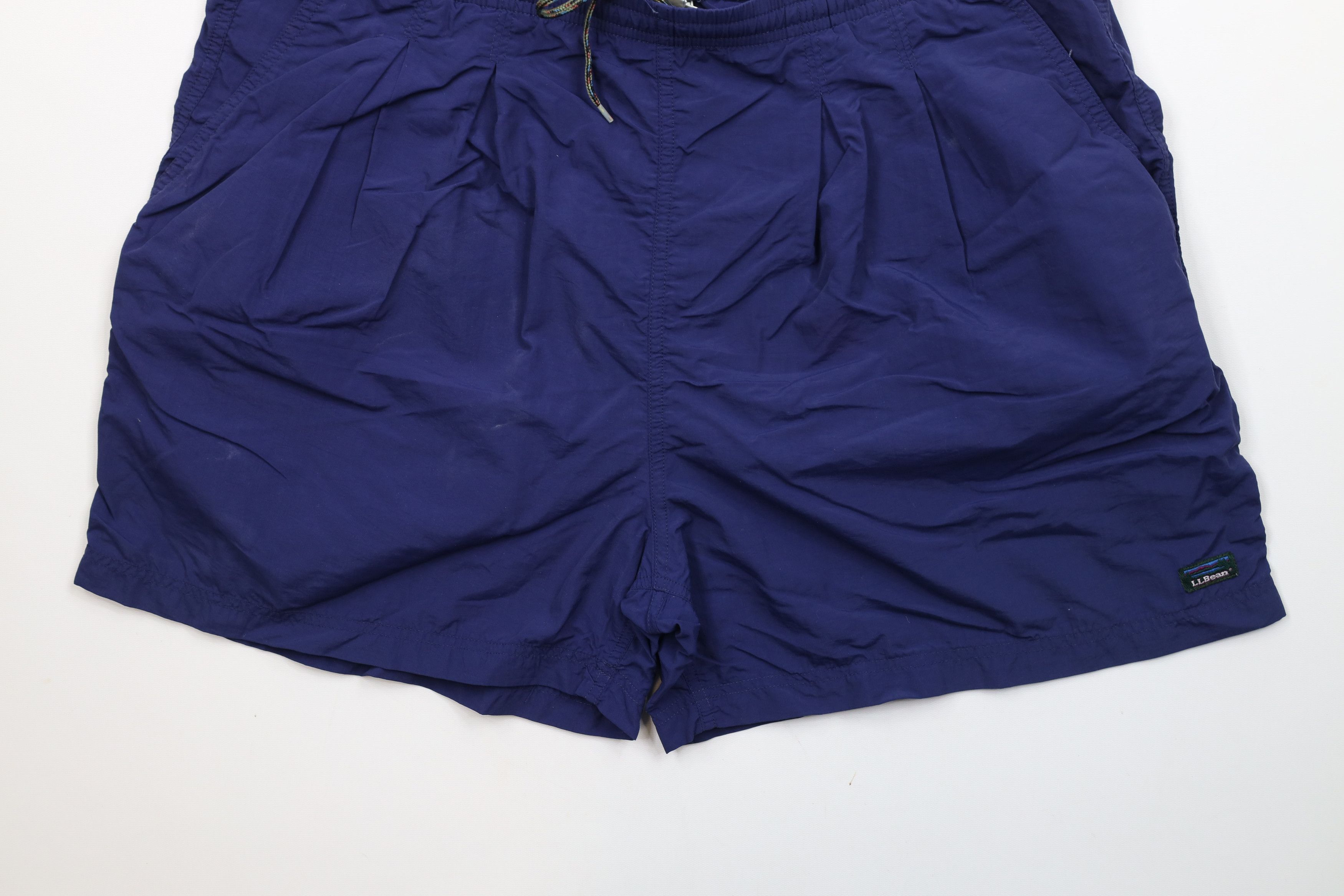 L.L. Bean × Vintage Vintage 90s LL Bean Spell Out Box Logo Shorts Blue Nylon Size 38" / US 16 / IT 52 - 4 Thumbnail