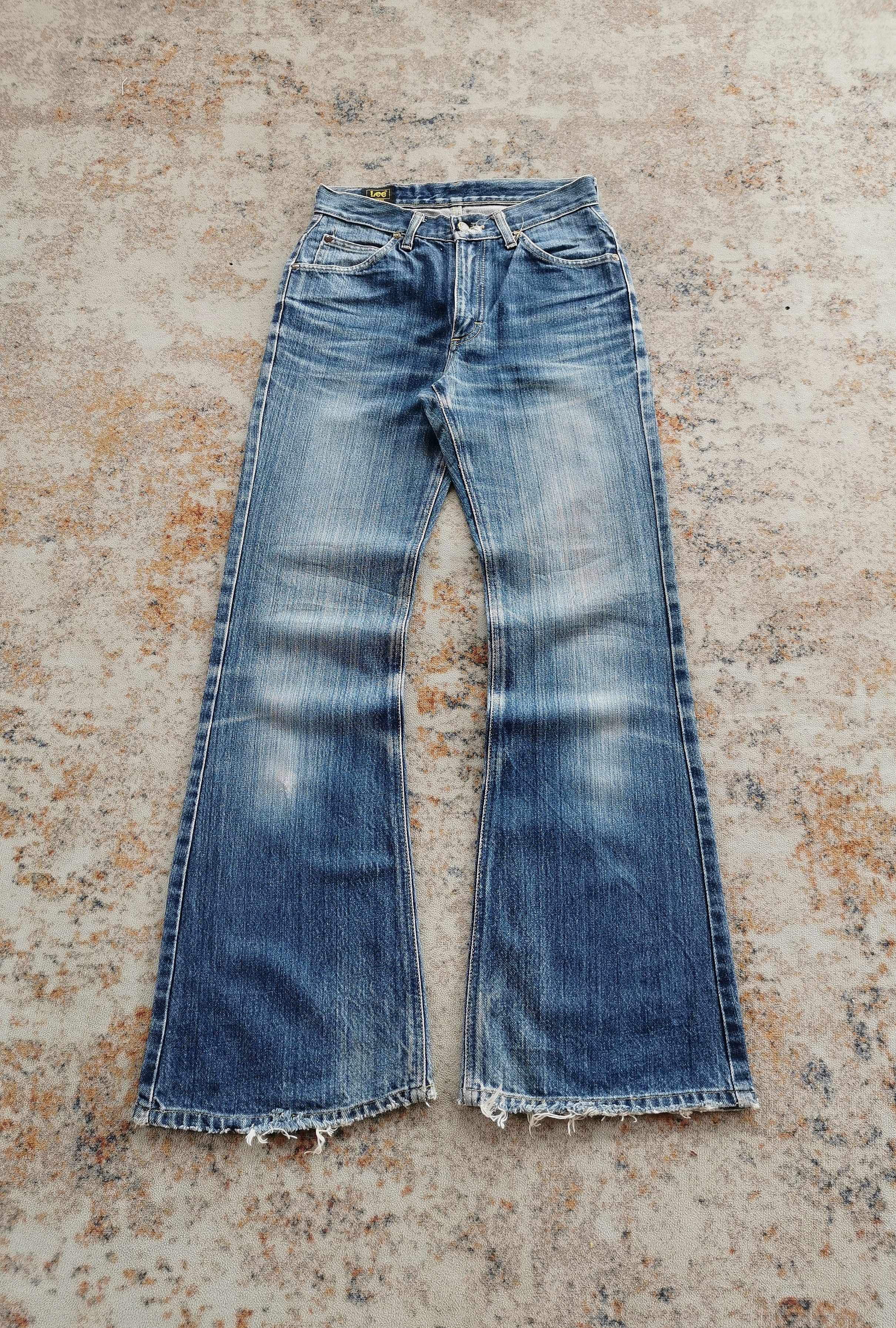 VINTAGE LEE FLARE DISTRESSED JEANS BOOTCUT FADED PANTS