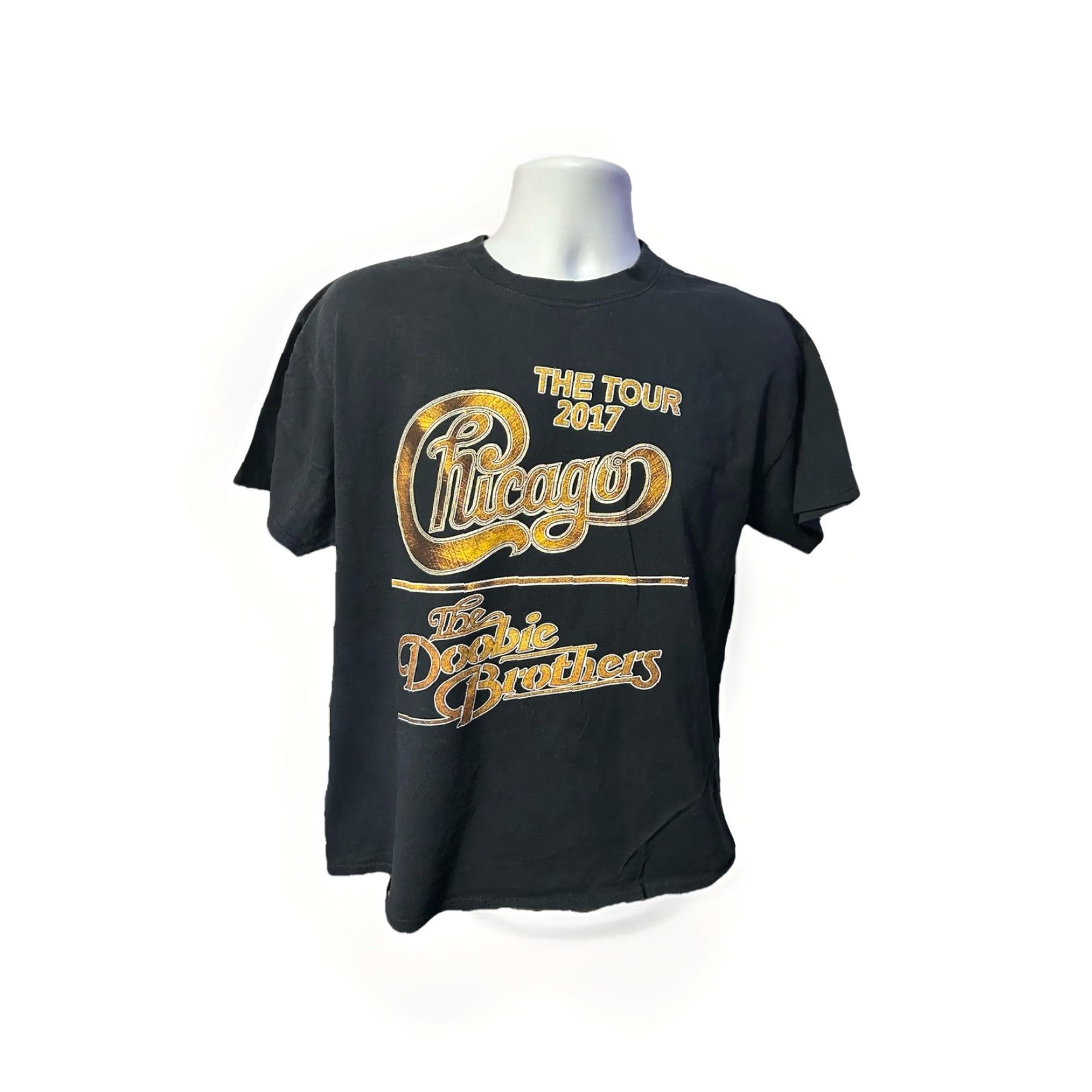 Gildan Chicago & The Dobie Brothers Tour 2017 Shirt Men Large Double Sided Black Crew Neck Short Sleeve T-Shirt Gildan Heavy Cotton Logo Rock Music Fans Mens Size US L / EU 52-54 / 3 - 4 Thumbnail