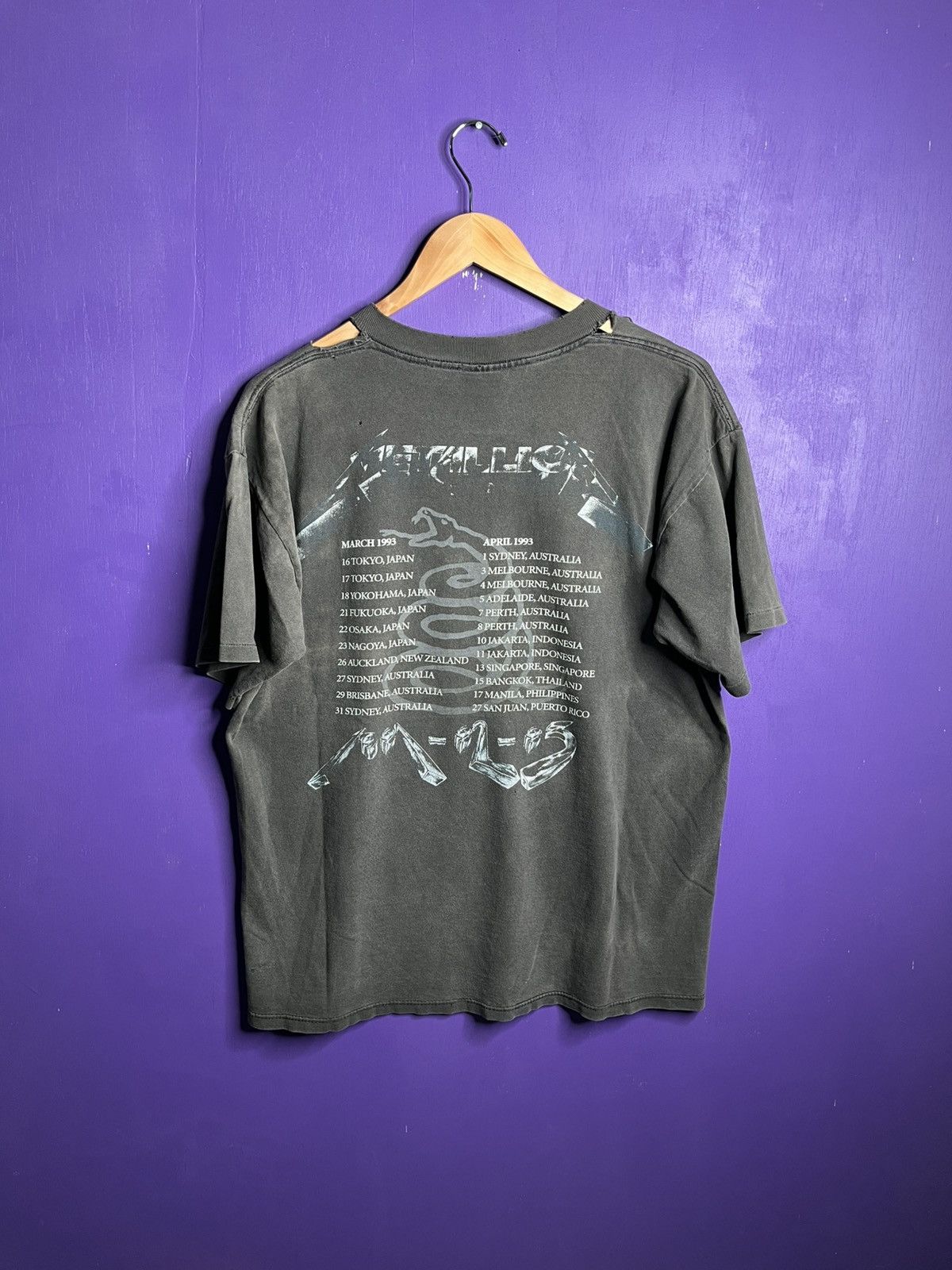 Band Tees × Vintage Vintage 1991 Metallica faces distressed tour t-shirt Size US L / EU 52-54 / 3 - 2 Thumbnail