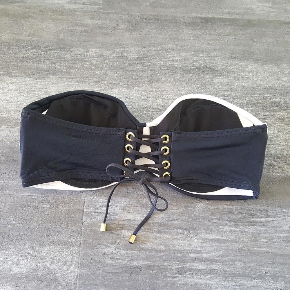 Designer White Black VS Corset Bikini Top Size ONE SIZE - 2 Thumbnail