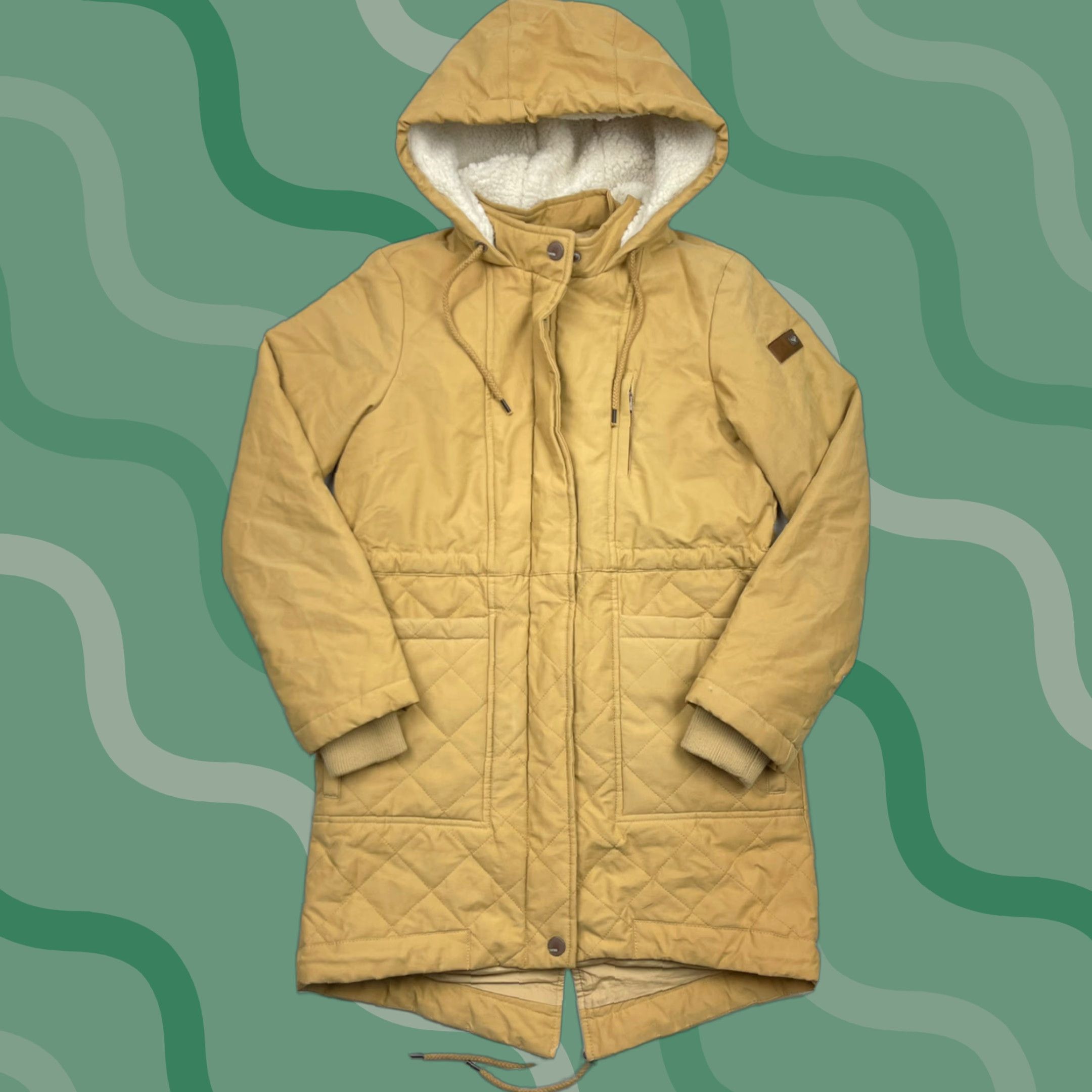 Vintage ROXY Parka Coat Jacket Quilted Hooded Snow Cotton Lined Slim Fit Sz 6 Womens Brown Casual Outdoor Vintage No Size M / US 6-8 / IT 42-44 - 1 Thumbnail