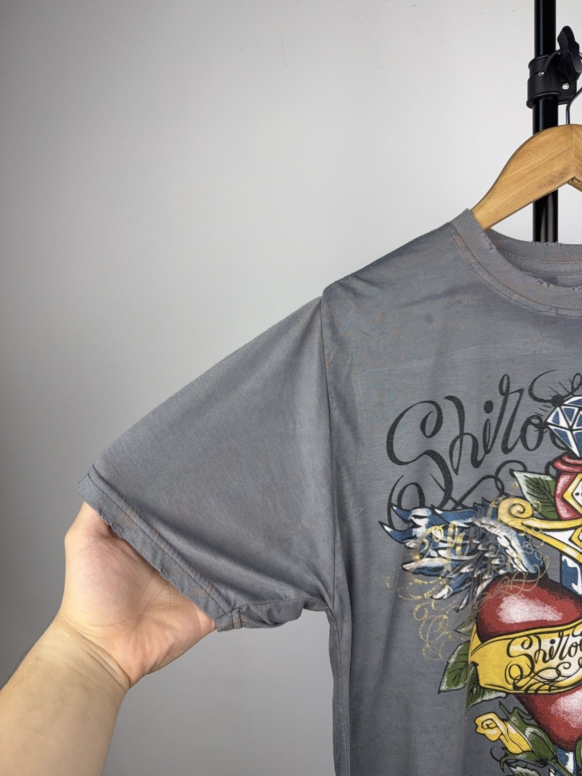 Ed Hardy × Vintage 00s Shiroi Neko Bleach Tattoo Tee Heart Dagger Graphic Size US L / EU 52-54 / 3 - 4 Thumbnail
