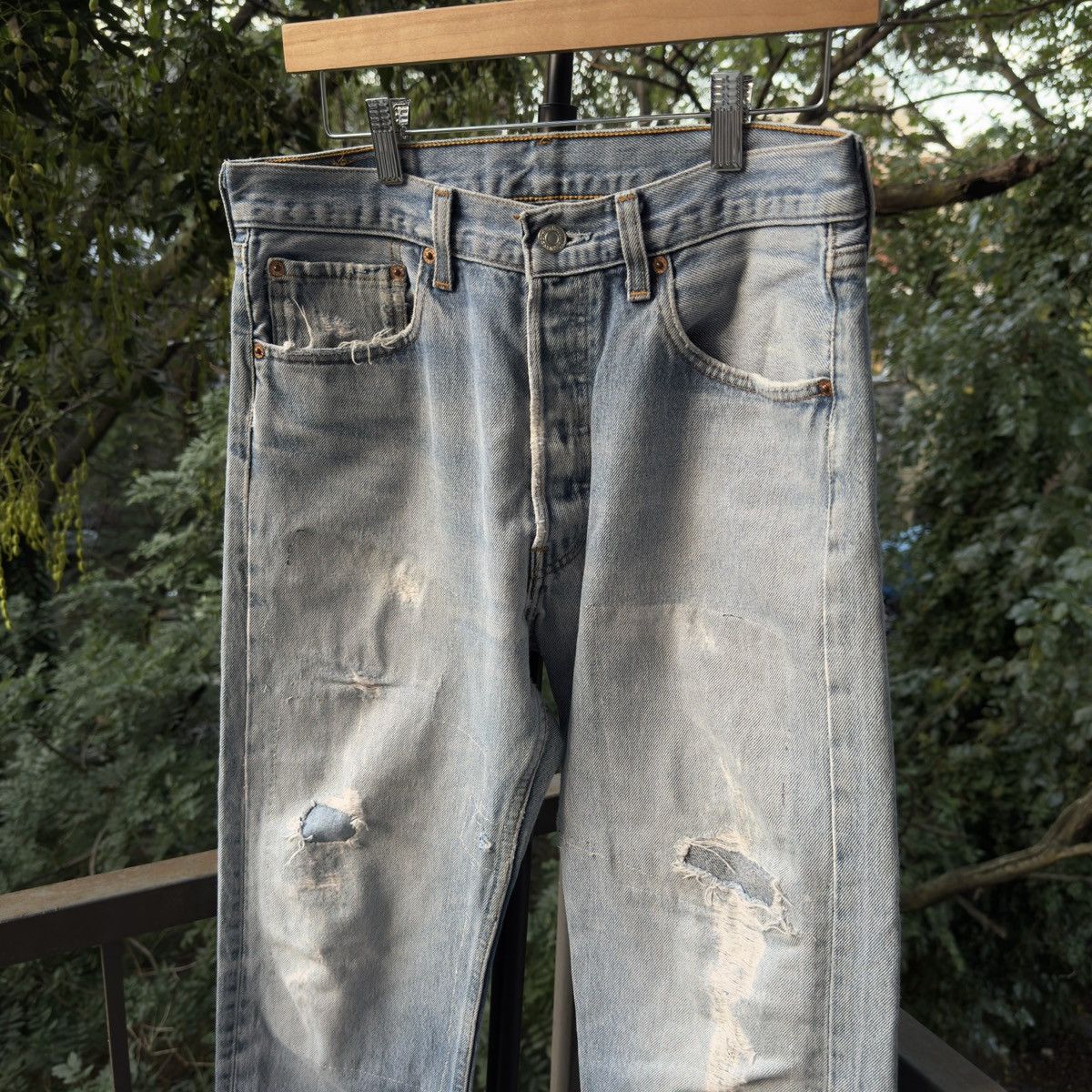 Levi's 90s Levi's 501xx Thrashed Repaired Cropped Jeans ERD Grunge Size US 32 / EU 48 - 8 Thumbnail