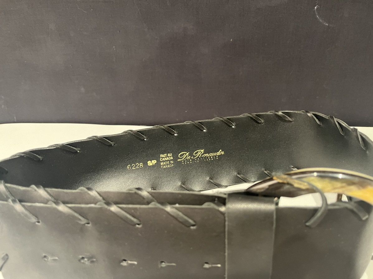 Vintage De Renaudin Big Horn Buckle Black Belt Size ONE SIZE - 2 Thumbnail