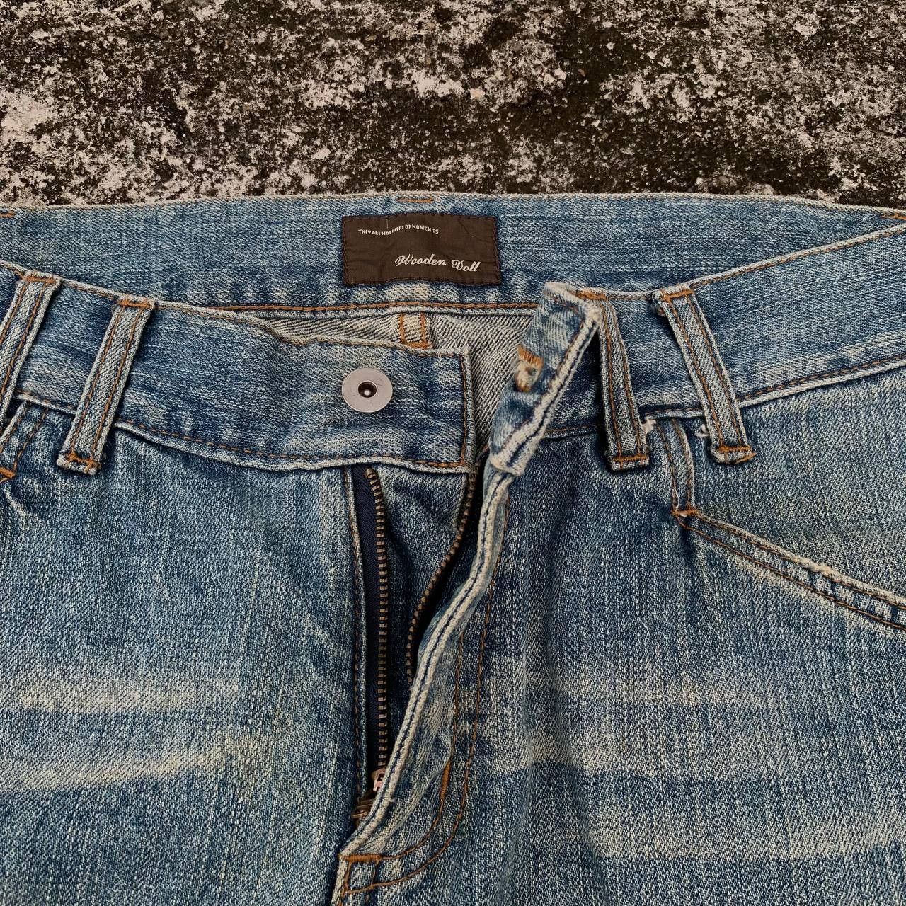 Japanese Brand Wooden Doll Ripped Jeans Light Blue Wash Denim Size US 34 / EU 50 - 10 Thumbnail