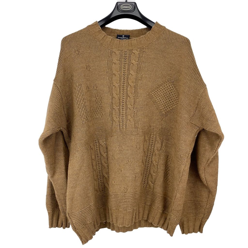 Ermenegildo Zegna Ermenegildo Zegna Cable Knit Crew Neck Wool Brown Sweater Size US XL / EU 56 / 4 - 4 Thumbnail