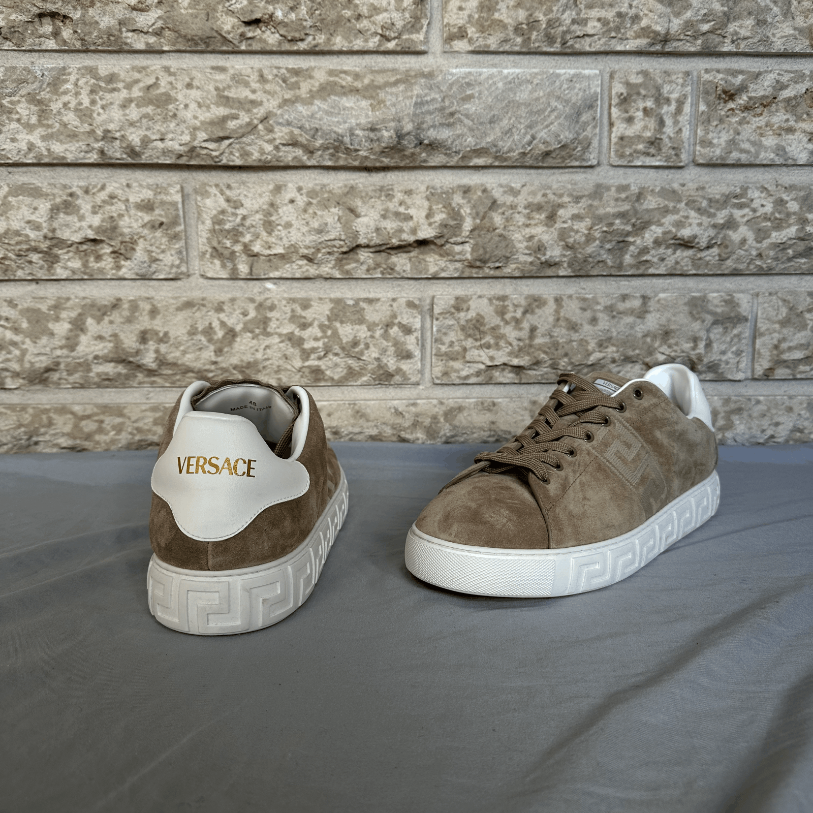Versace Versace Biege Suede Greca Sneakers Size 13 Retail $600 Size US 13 / EU 46 - 3 Thumbnail