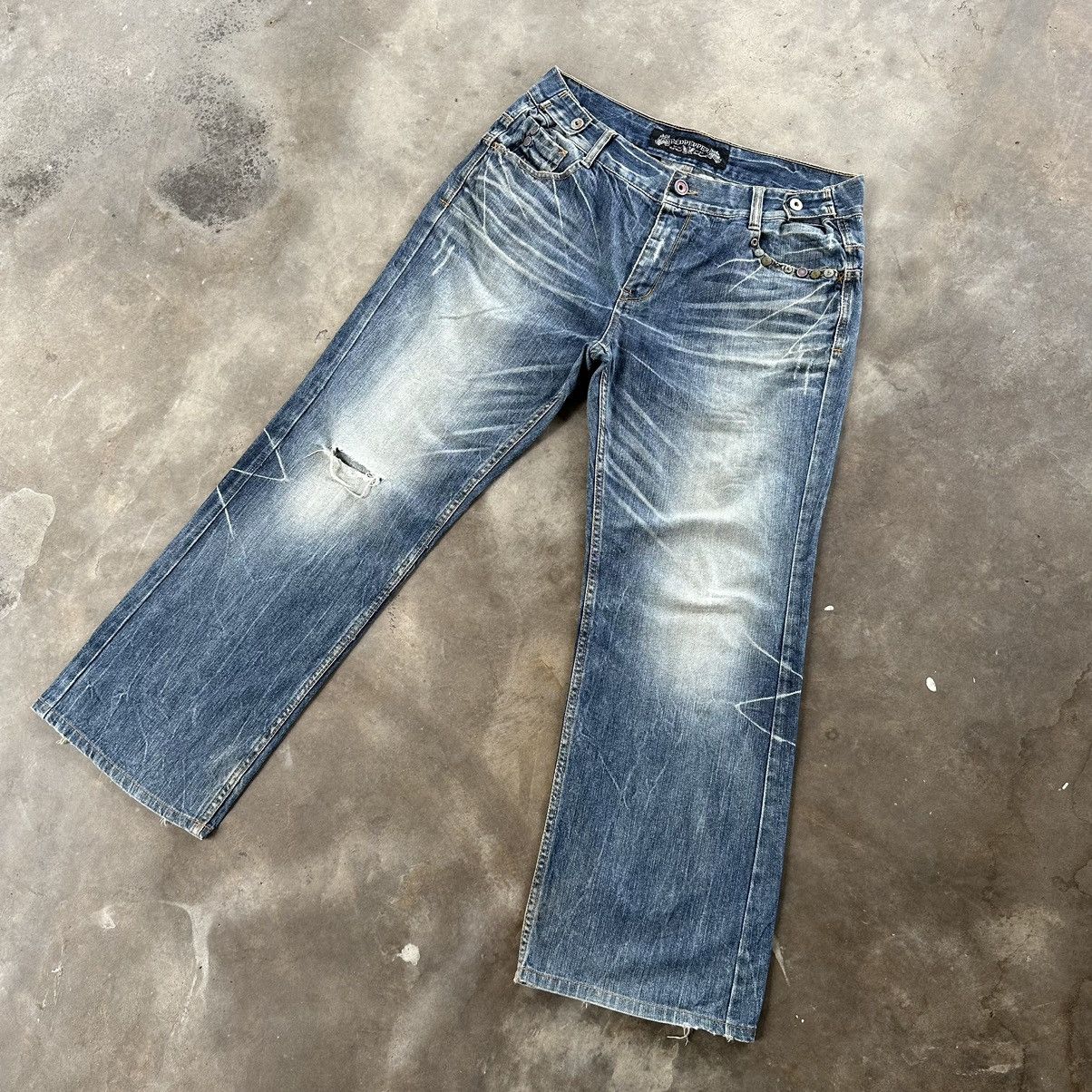 Japanese Brand Vintage Japanese PUNK Raw Faded Denim Jean Japan Size 34 Size US 34 / EU 50 - 3 Thumbnail