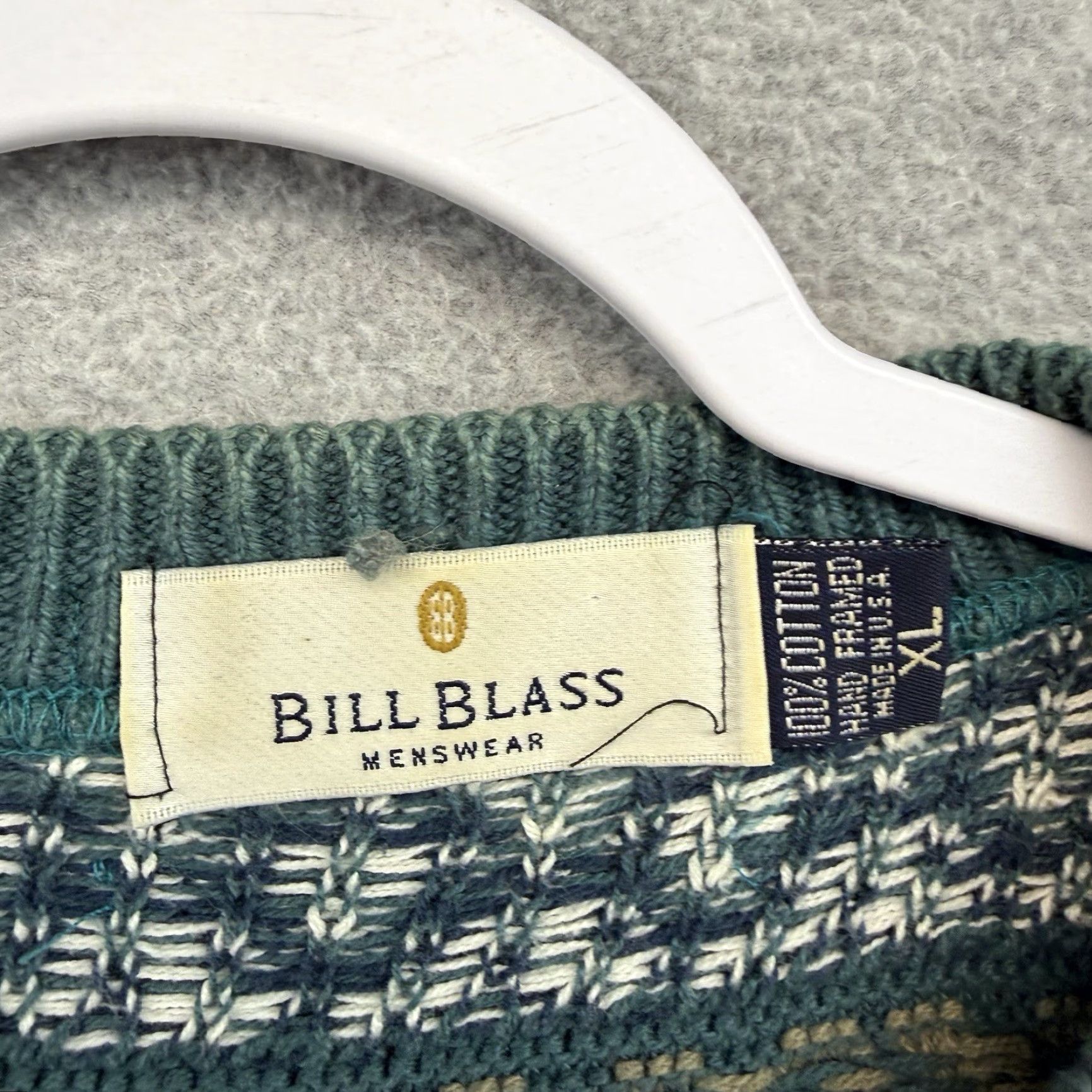 Bill Blass VINTAGE Bill Blass Sweater XL Green Pattern Crewneck USA Pullover 90s Retro Men’s Size US XL / EU 56 / 4 - 4 Thumbnail