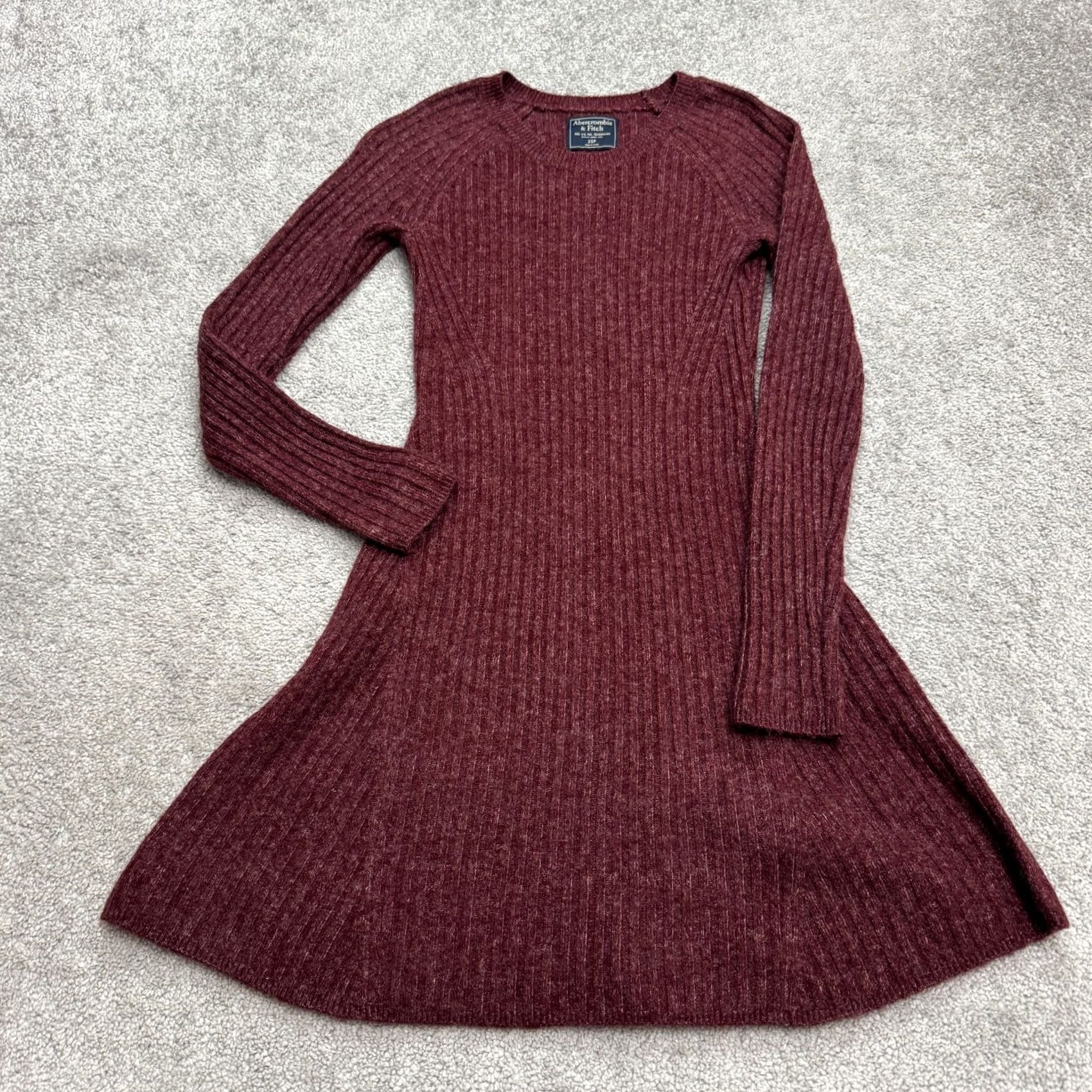 Abercrombie & Fitch VINTAGE Abercrombie & Fitch Ribbed Knit A-Line Mini Sweater Dress Womens XS Petite Red Size XS / US 0-2 / IT 36-38 - 2 Thumbnail