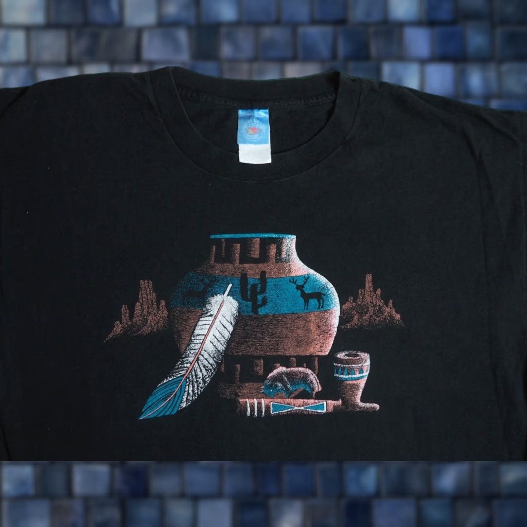 Fruit Of The Loom VINTAGE Fruit of the Loom T-Shirt Mens XL Black 90s Pottery Art Graphic Print Crew Neck Short Sleeve Tee Size US XL / EU 56 / 4 - 1 Thumbnail