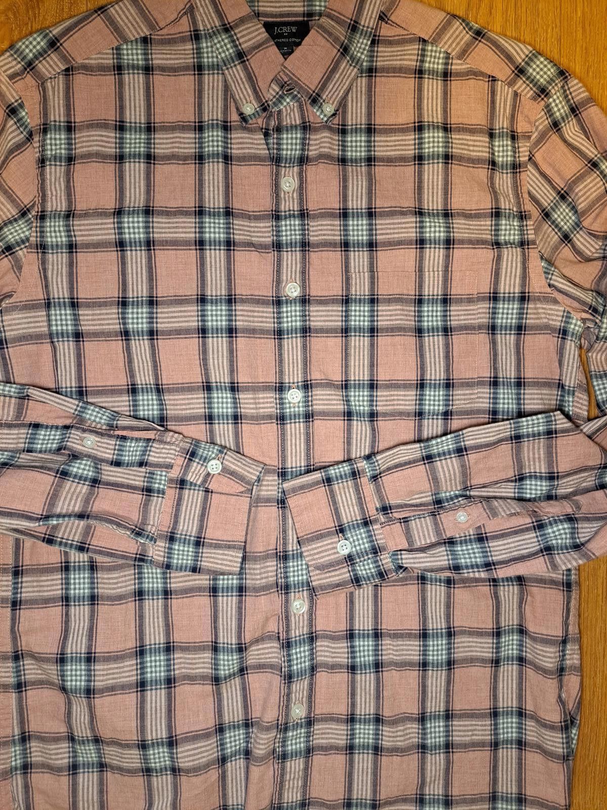 J.Crew J Crew Button Up Shirt Medium Pink Plaid Heathered Cotton Size US M / EU 48-50 / 2 - 4 Thumbnail