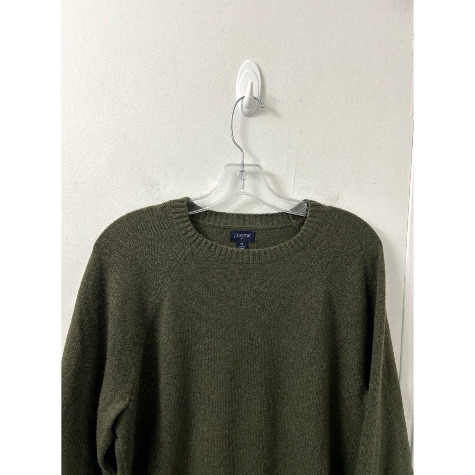 J.Crew J.CREW Sweater Mens Medium Olive Green Raglan Crewneck Pullover Lambswool Nylon Knit Casual Fall Winter Size US M / EU 48-50 / 2 - 2 Thumbnail