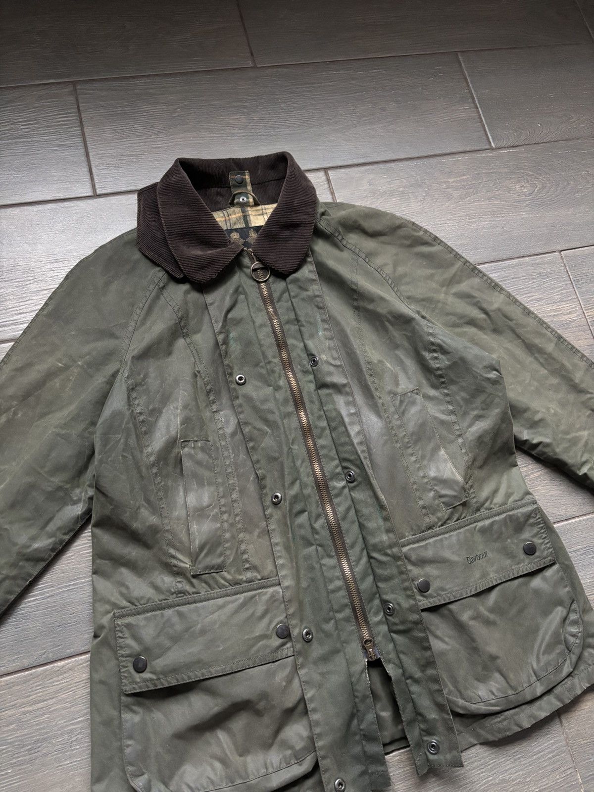 Barbour Women’s Vintage Barbour Boadnell Wax Rain Green Jacket us10 Size L / US 10 / IT 46 - 8 Thumbnail