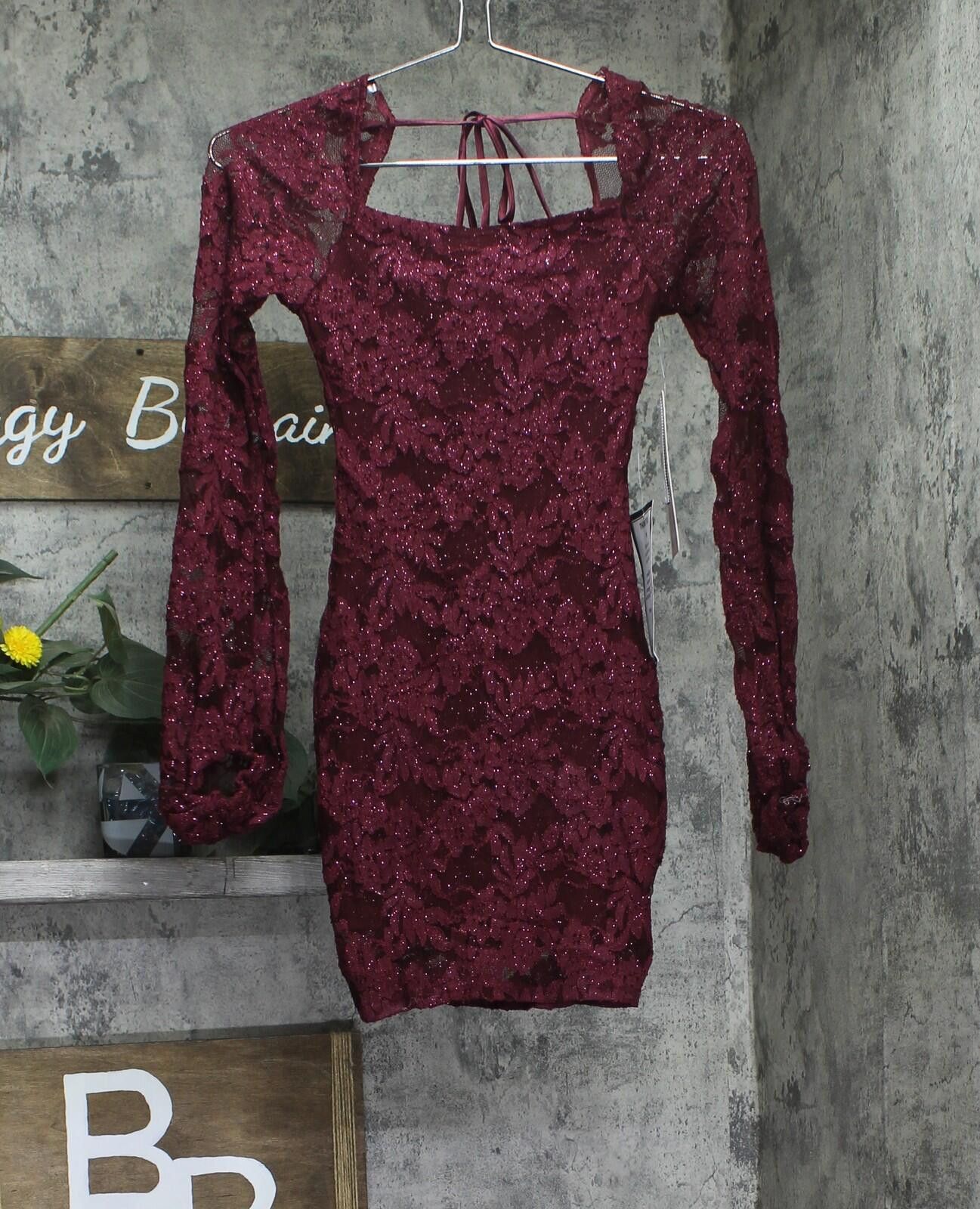 Other Nwt Emerald Sundae Lace Open Back Mini Dress Dark Red 2xs Size XXS / US 00 / IT 34 - 1 Thumbnail