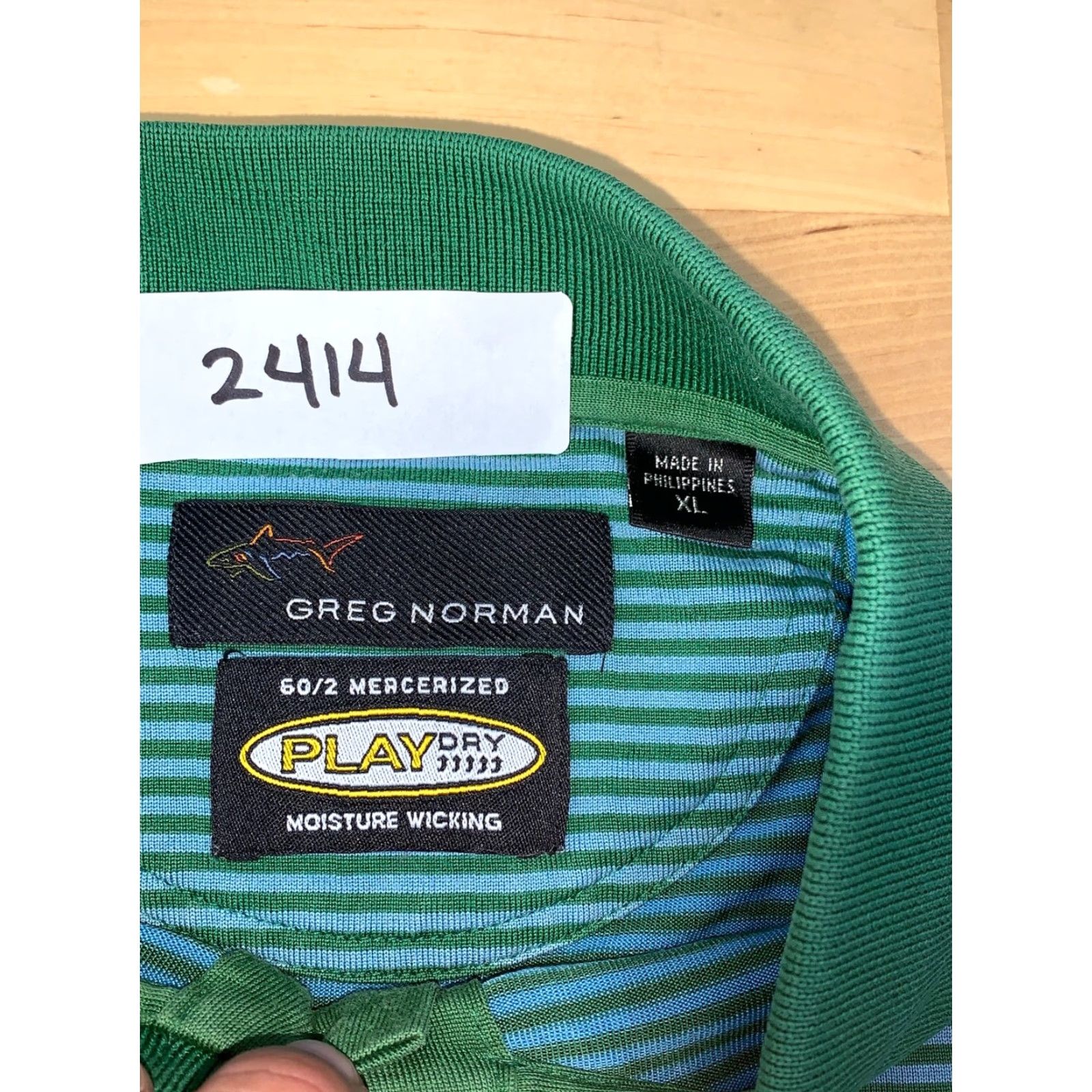 Vintage **Greg Norman Men's XL Green Striped Golf Polo Shirt** User: Men's Greg Norman XL Green Striped Golf Polo Shirt Size US XL / EU 56 / 4 - 4 Thumbnail