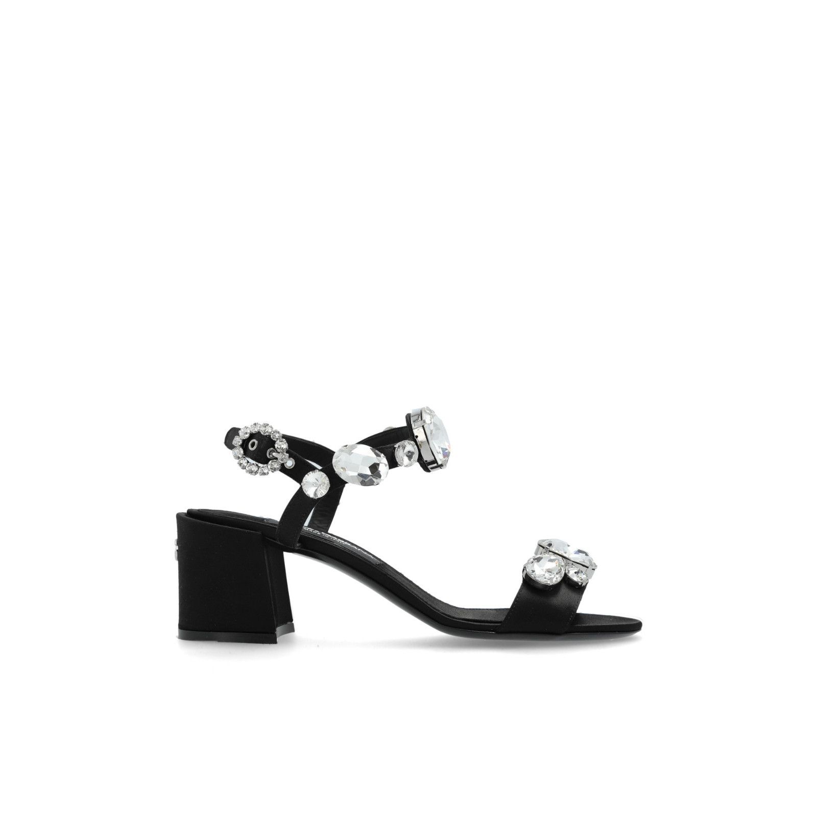 DOLCE&GABBANA Crystal Jewel Black Leather 70mm Heel New & Au