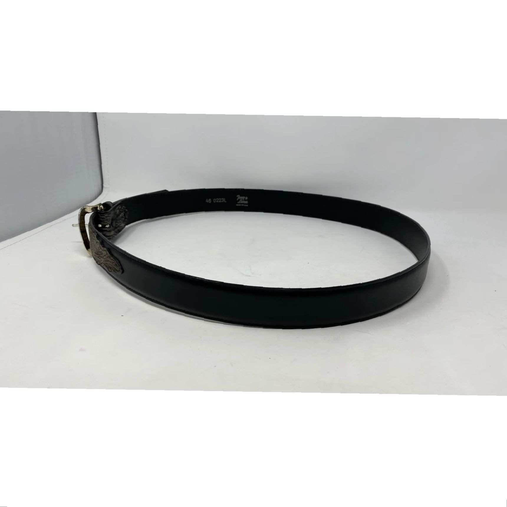 Tony Lama VINTAGE Tony Lama Belt Mens Western Leather Buckle USA Made Black 46 Leather Belt Western Mens US Size 46 - 4 Thumbnail