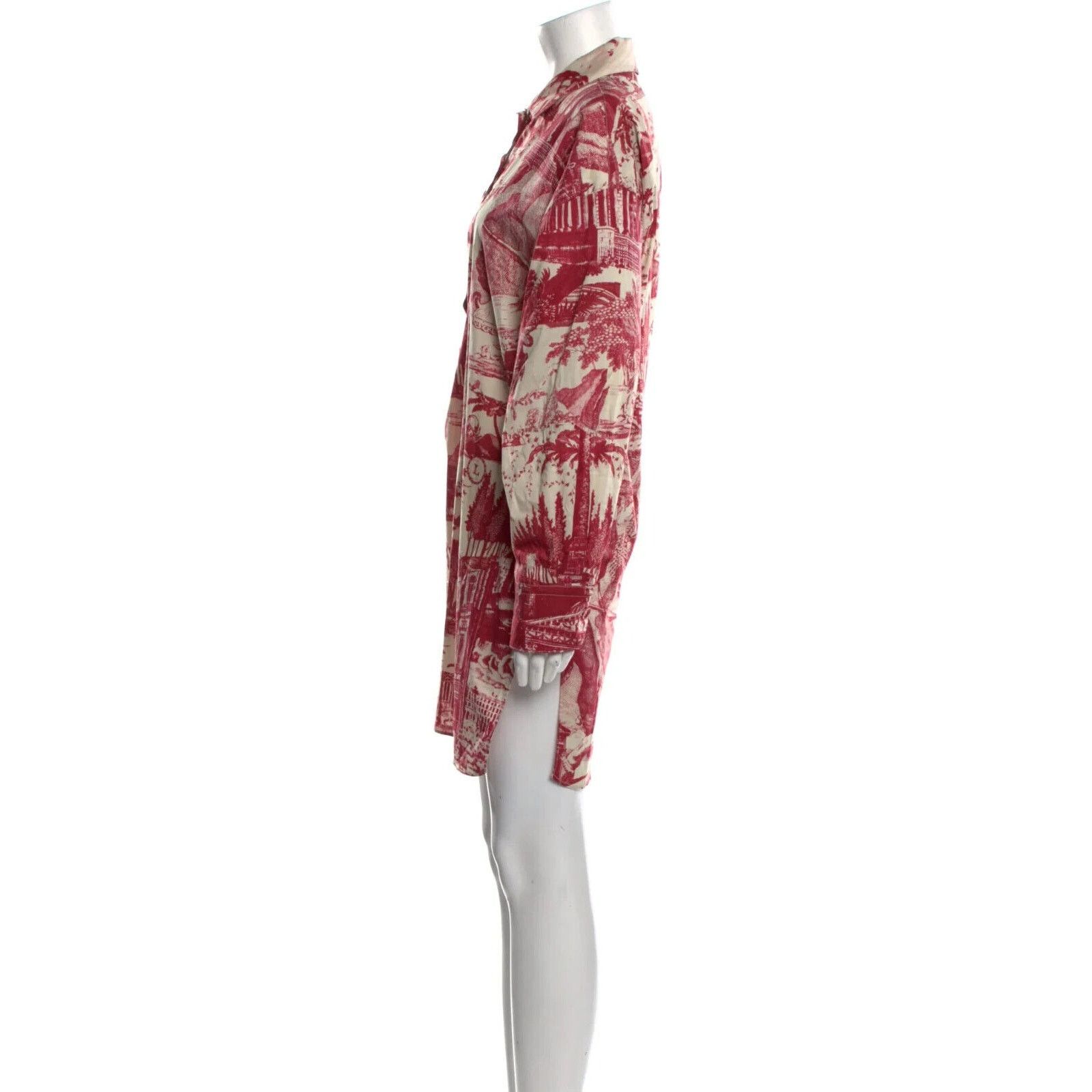 Libertine Libertine Red Cream Toile De Nantes Half-Button Tunic L / XL Size XL / US 12-14 / IT 48-50 - 3 Thumbnail