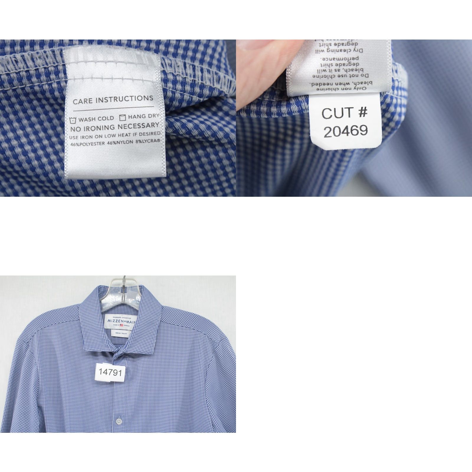 Mizzen+Main Mizzen+Main Spinnaker Shirt Mens M Blue Check Trim Fit Office Shirt Size US M / EU 48-50 / 2 - 8 Thumbnail