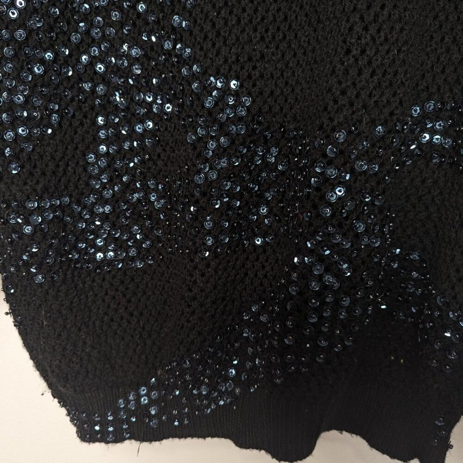 Other Religion Black Open Knit Crochet Sweater Iridescent Sequins Size S / US 4 / IT 40 - 9 Thumbnail