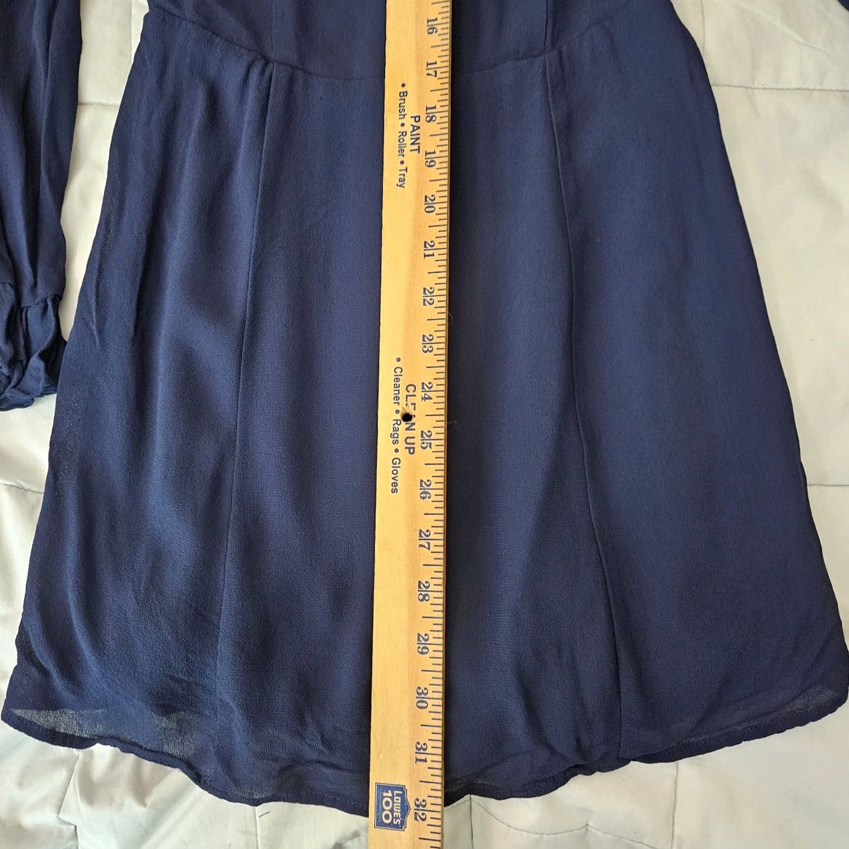 Reformation Reformation Fox Tie Neck Women’s Blue Long Sleeve Mini Dress Size 8 Size M / US 6-8 / IT 42-44 - 6 Thumbnail