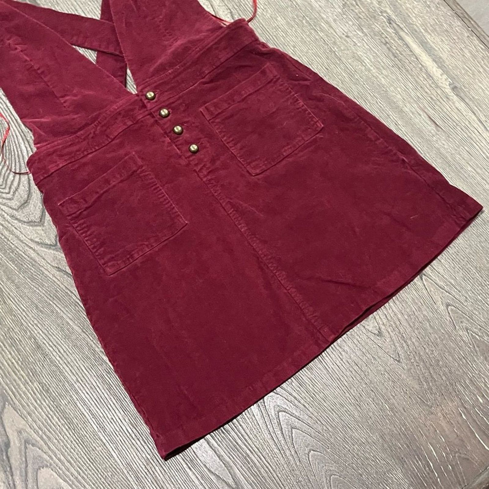 Vintage Aaron & Amber Overall Dress Corduroy Jumper Plunging Large Size L / US 10 / IT 46 - 3 Thumbnail