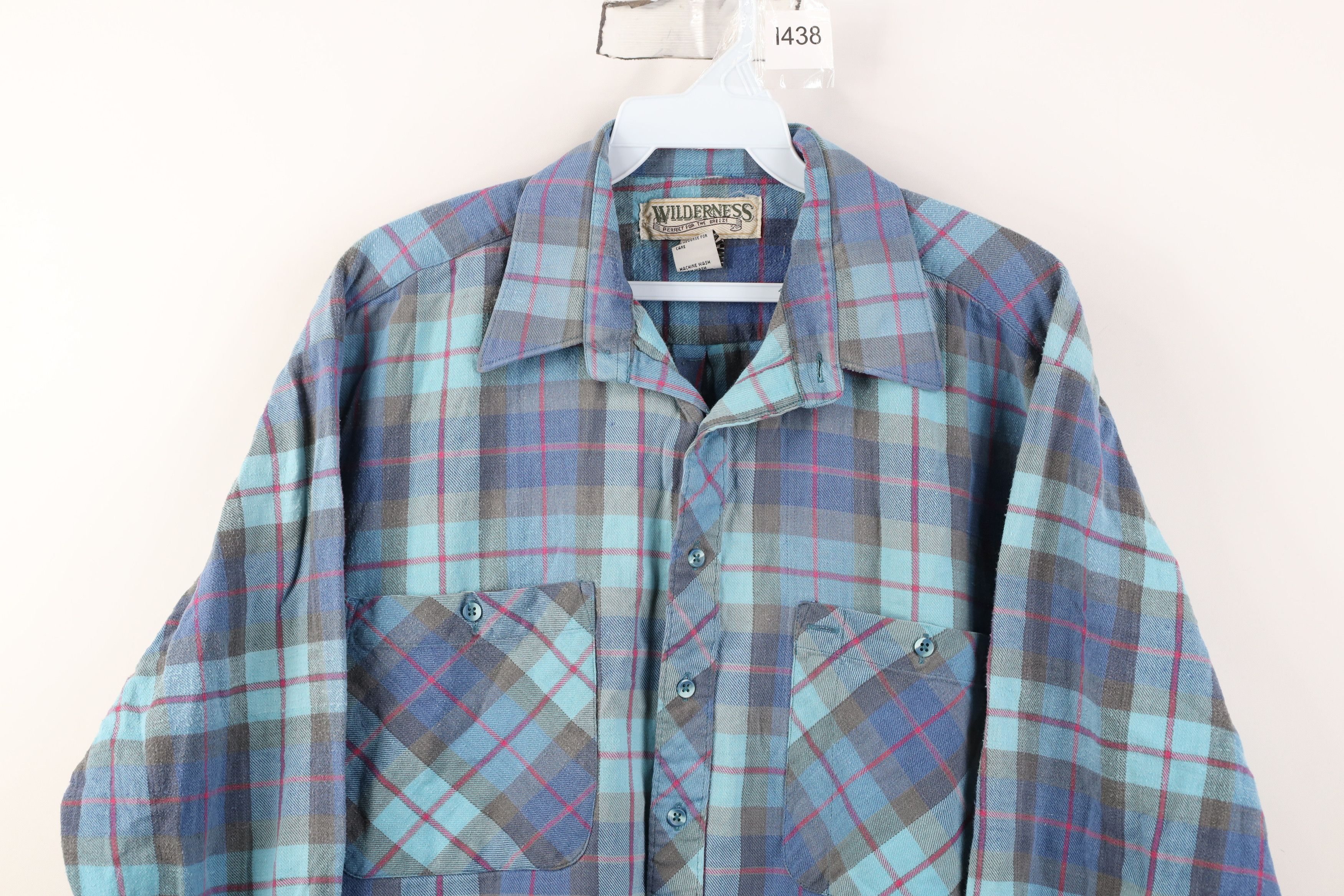 Vintage Vintage 90s Streetwear Collared Button Shirt Blue Plaid Size US XL / EU 56 / 4 - 2 Thumbnail