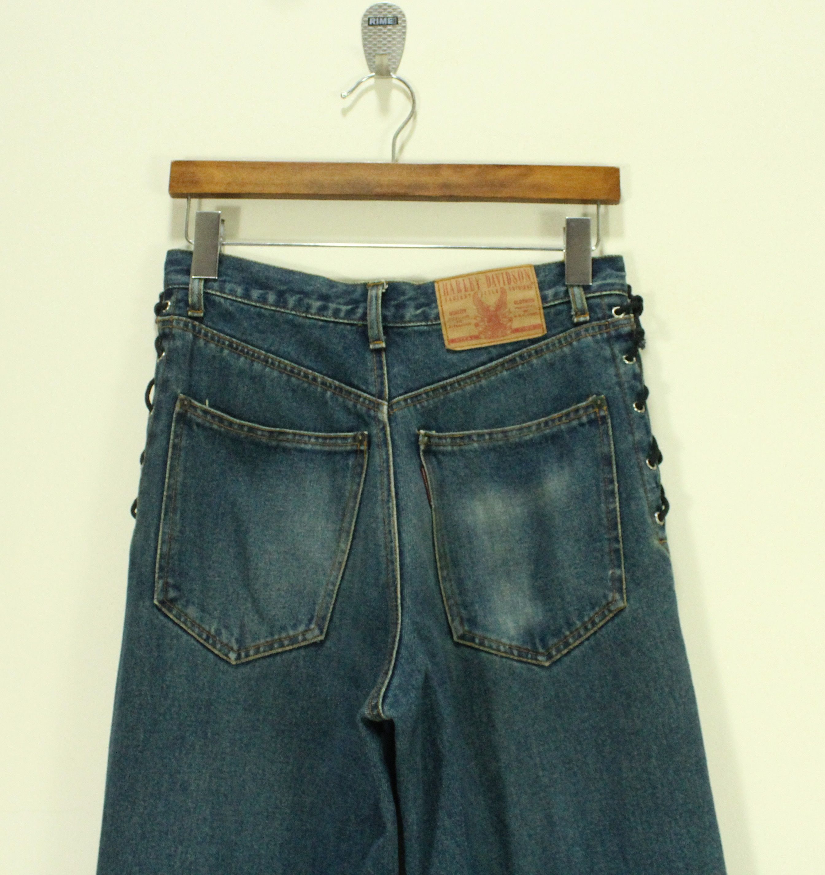 Harley Davidson Lace Up Sided HARLEY DAVIDSON Denim Distressed Jeans Size 28" / US 6 / IT 42 - 11 Thumbnail
