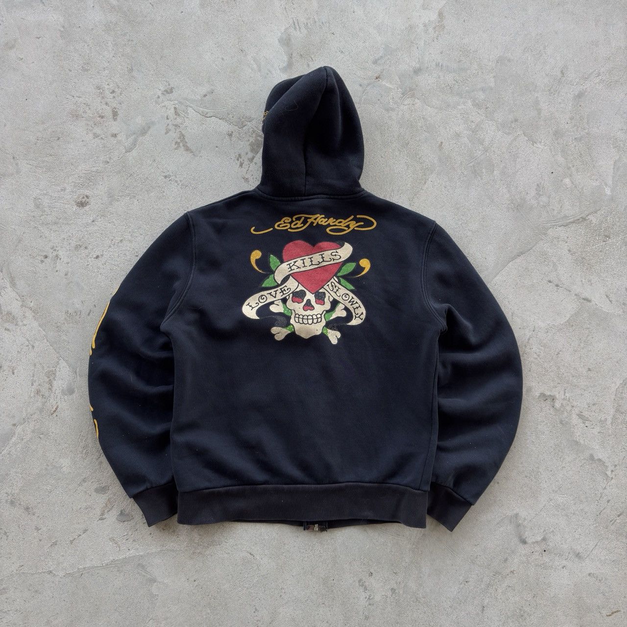 Ed Hardy Vintage 90s Ed Hardy Zip Hooded Sweatshirt Size M / US 6-8 / IT 42-44 - 2 Thumbnail