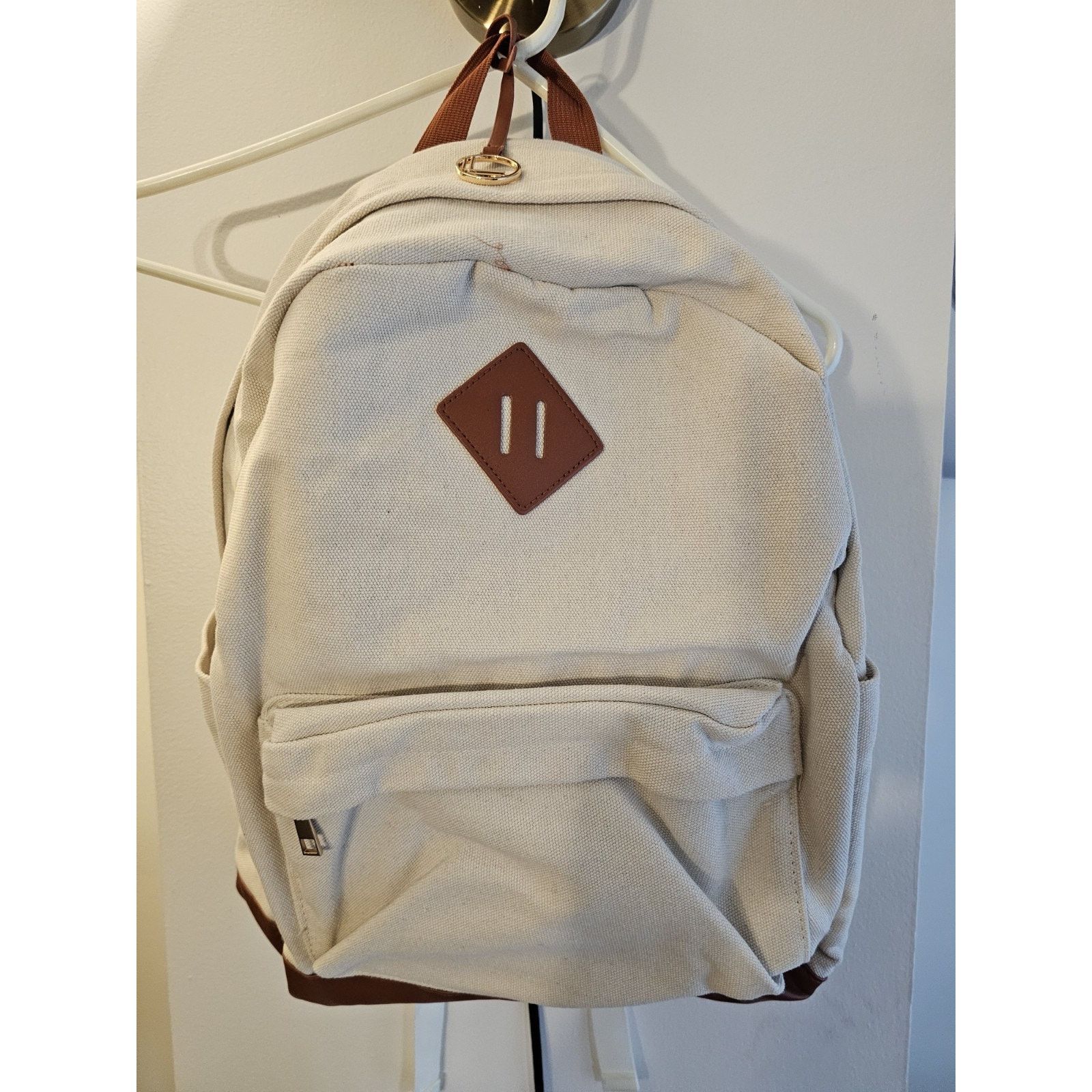 Other New Loulu Large Canvas Tan/Beige Backpack-Vegan Leather wBag Size ONE SIZE - 3 Thumbnail
