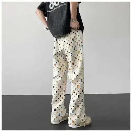 VIBE Men Loose Straight Elastic Waist Pants Retro Size US 32 / EU 48 - 3 Thumbnail