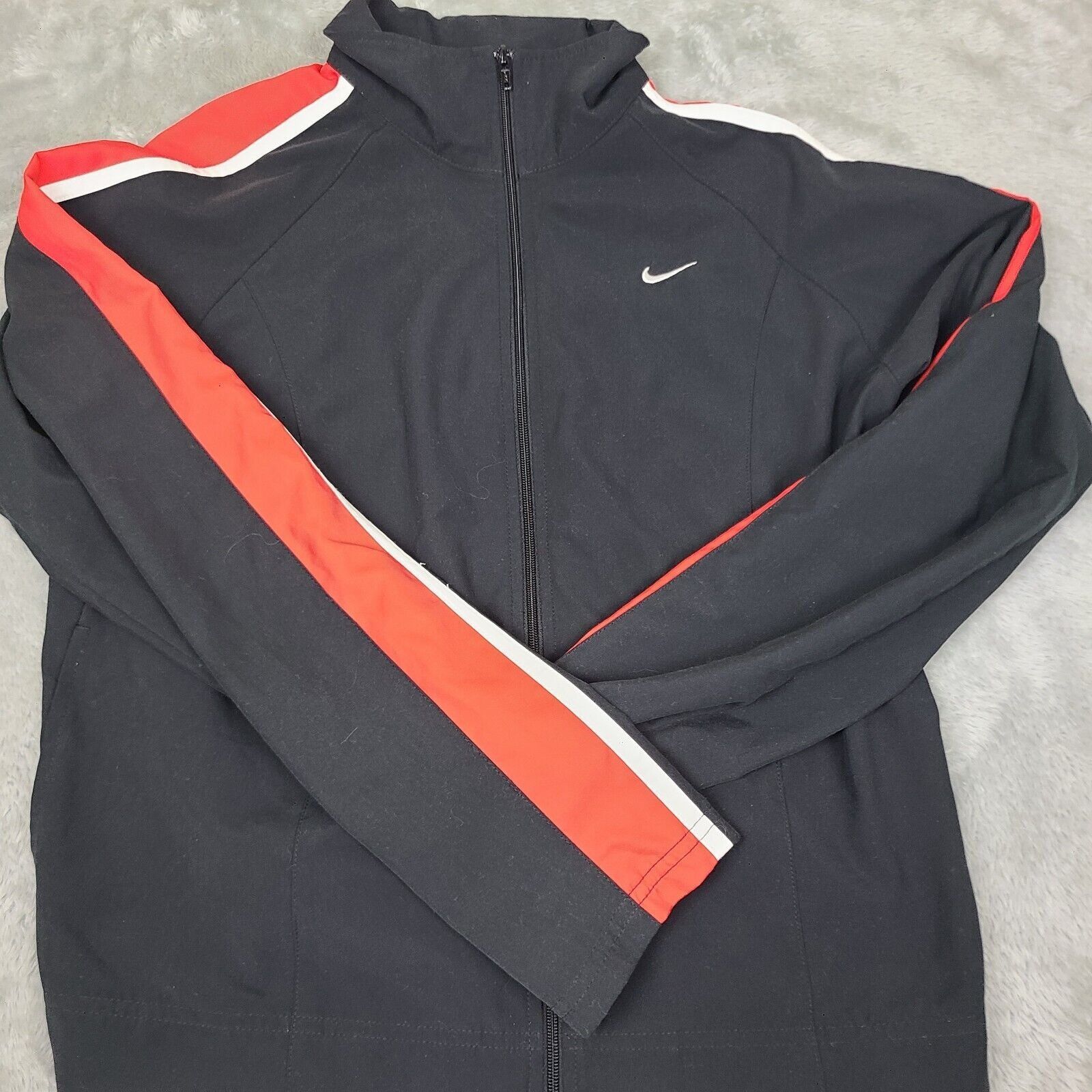 Nike Vintage Nike Black W/Red White Embroidered Swoosh Check Zip Size S / US 4 / IT 40 - 1 Thumbnail