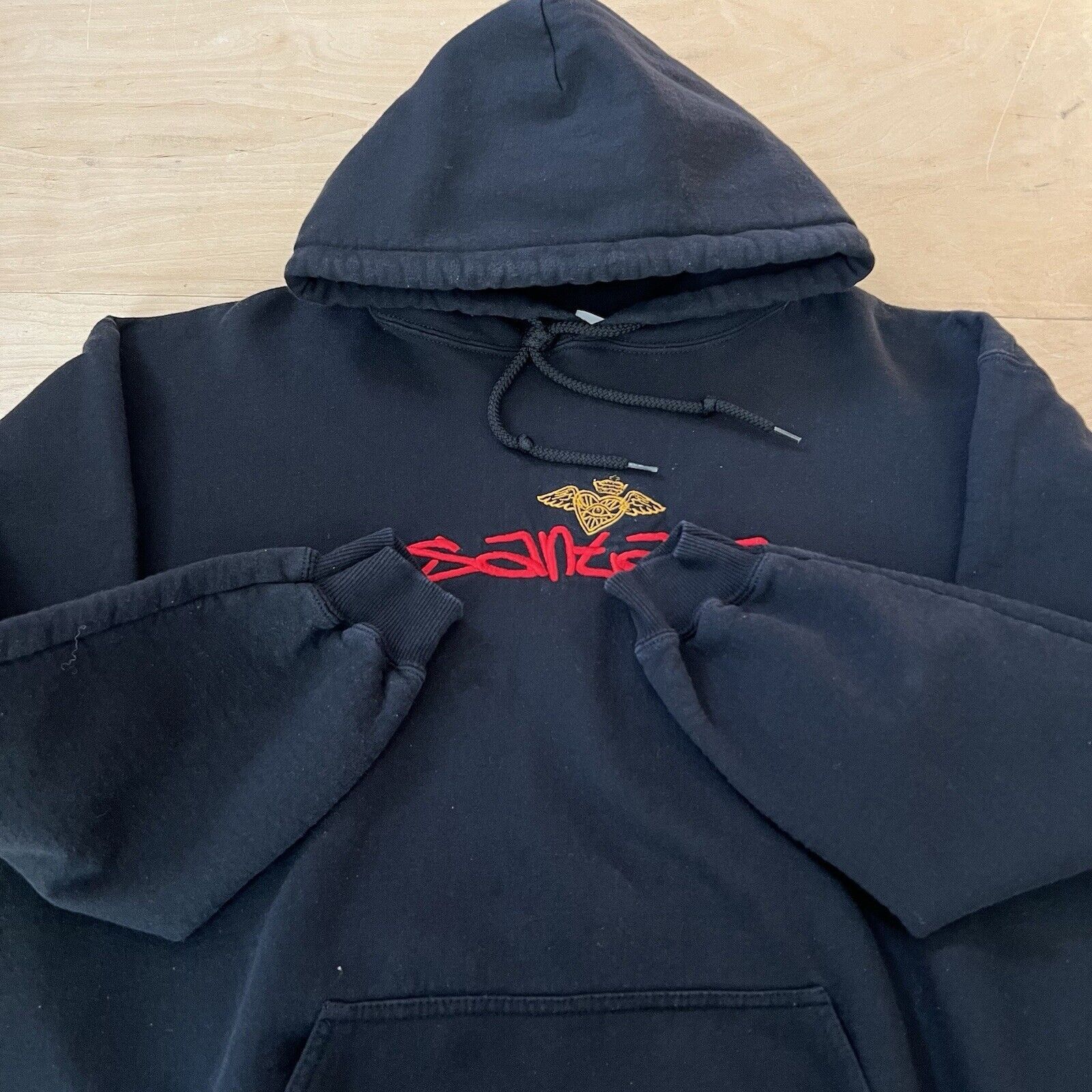 Band Tees × Vintage Vintage Carlos Santana Hoodie Large Black Hooded Pullover Size US L / EU 52-54 / 3 - 4 Thumbnail