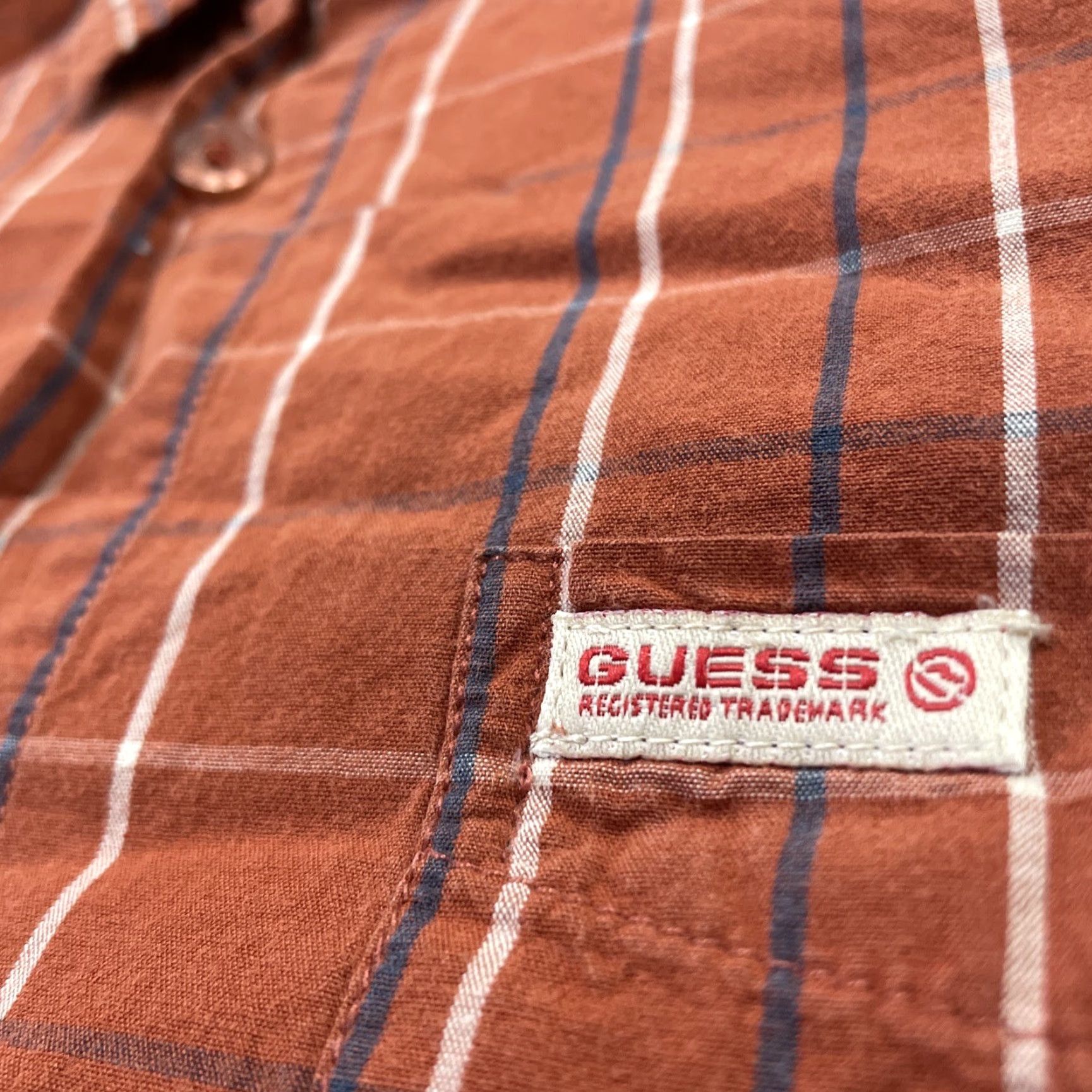 Guess VINTAGE GUESS Long Sleeve Shirt Men M Burnt Orange Western Plaid Streetwear Outdoor Size US M / EU 48-50 / 2 - 5 Thumbnail