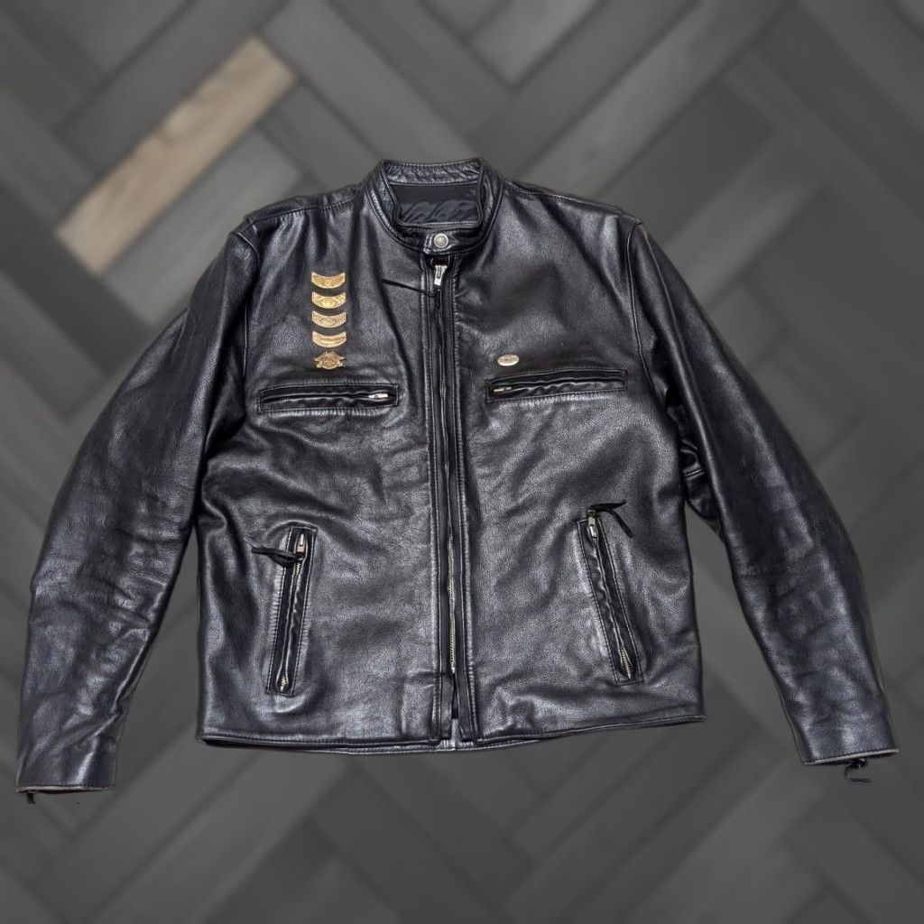 Harley Davidson VINTAGE Harley-Davidson Motorcycle Jacket Cafe Racer Leather Black M Mens US Made Size US M / EU 48-50 / 2 - 1 Thumbnail