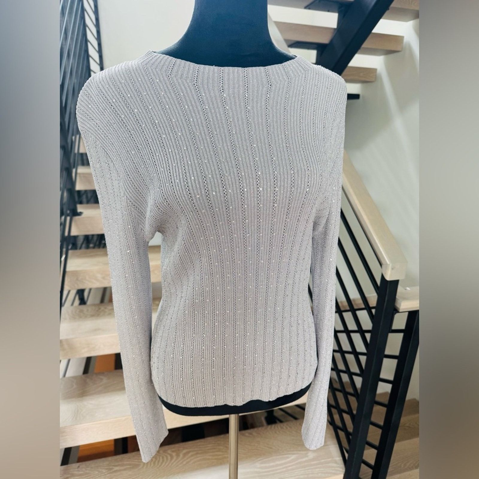 Other New Elegant Silver Sweater with Rhinestones size S Size S / US 4 / IT 40 - 4 Thumbnail