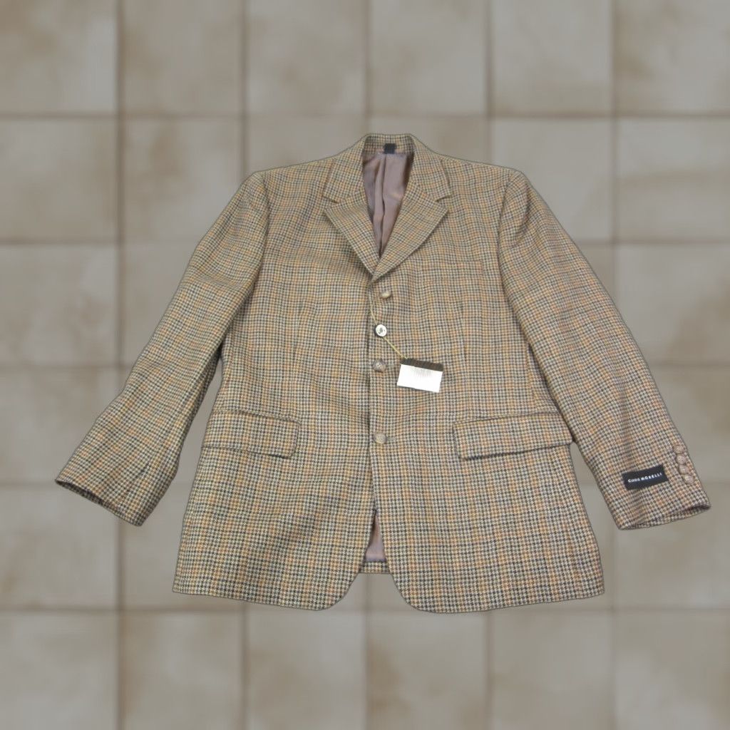 Vintage VINTAGE Claudio Morelli Blazer Jacket Mens 42S Brown Wool Tweed Notch Lapel Single-Breasted 80s 90s NWT Size 42R - 1 Thumbnail