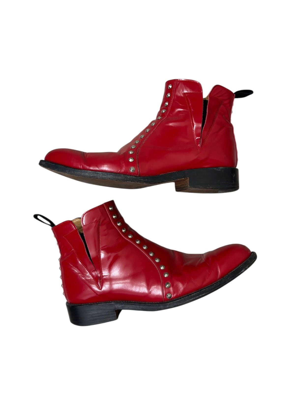 Comme des Garcons Homme Plus AW00 studded red pull on boots Size US 8 / EU 41 - 1 Thumbnail