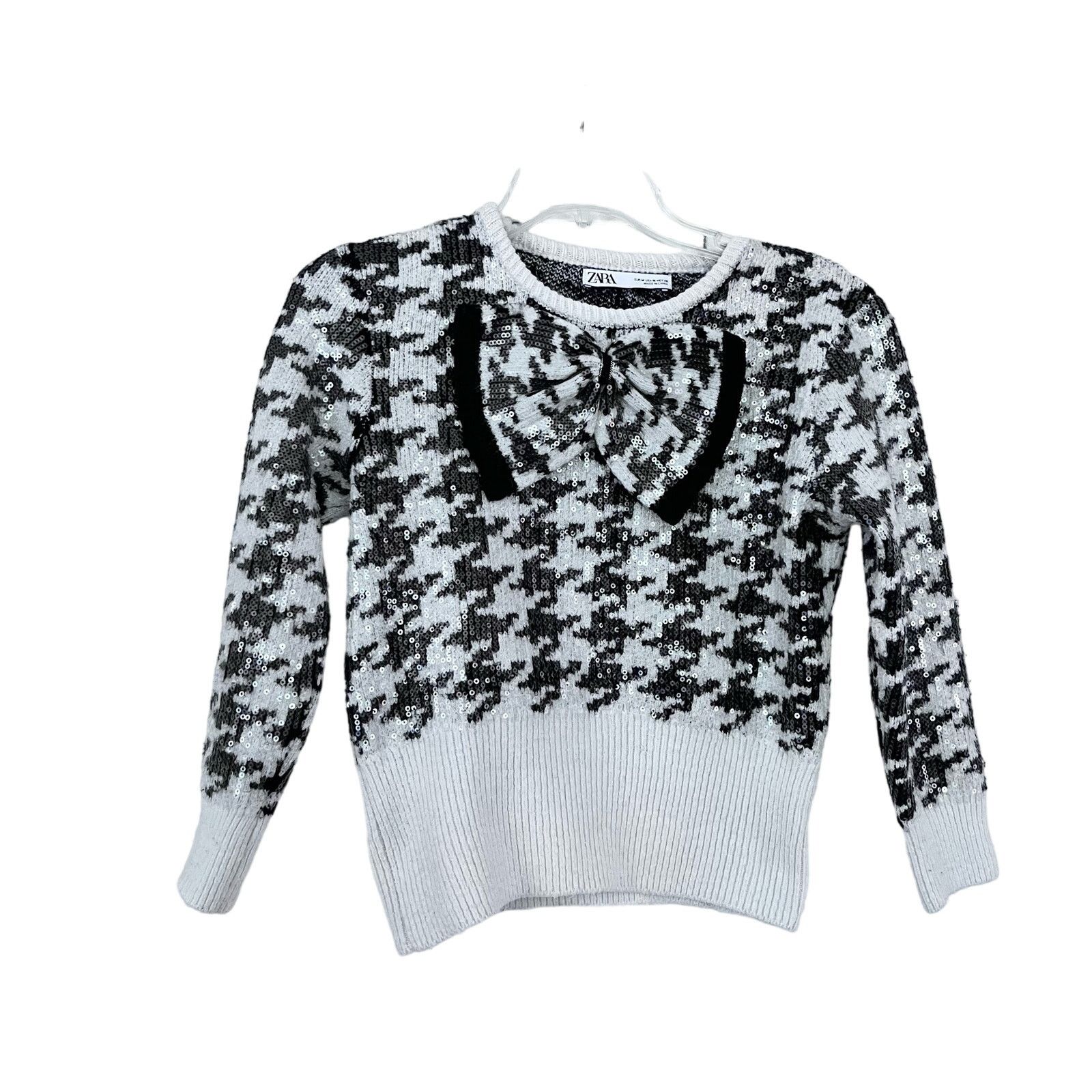 Zara Zara white black sequence bow knit sweater size M Size M / US 6-8 / IT 42-44 - 2 Thumbnail