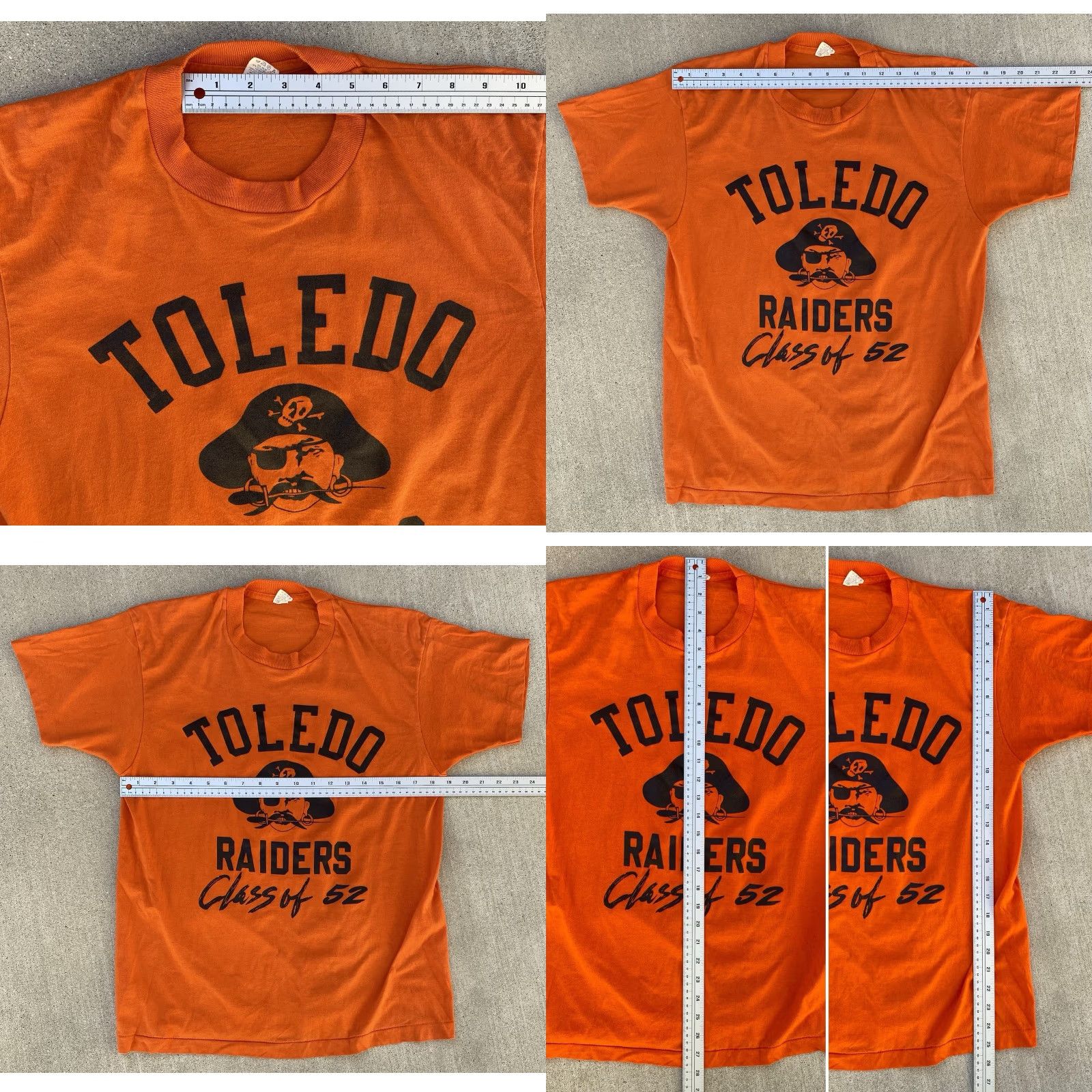 Vintage VINTAGE Screen Stars Toledo Raiders Pirate Class of 52 T Shirt Orange XL Mens Graphic Tee 1980s Size US XL / EU 56 / 4 - 11 Thumbnail