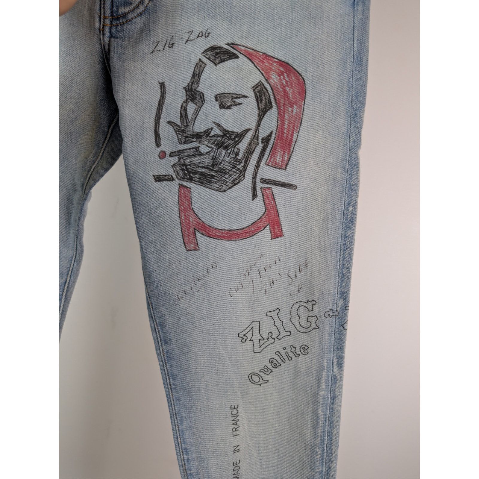 Amiri o1rshd1 Zig Zag Jean Denim Jeans in Light Indigo 34 Size US 34 / EU 50 - 8 Thumbnail