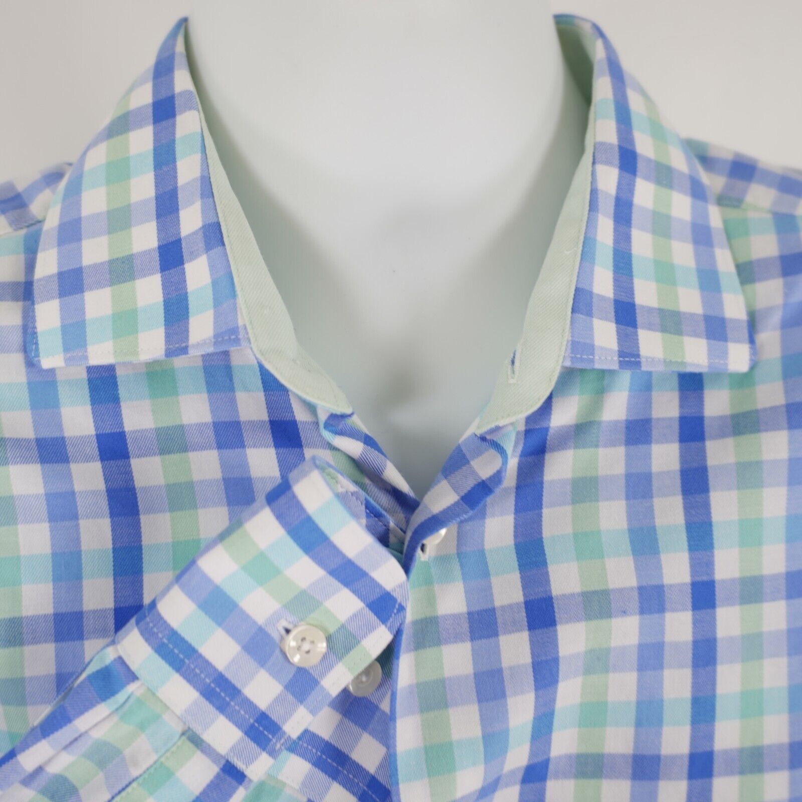 Other Tattersall London Blue Green Plaid 16 32/33 Cotton Collared Size US L / EU 52-54 / 3 - 2 Thumbnail