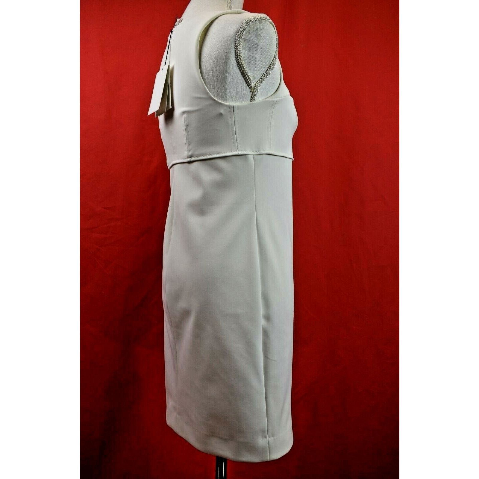 Balenciaga BALENCIAGA WHITE SLEEVELES SQUARE NECK DRESS 38 FRANCE $689 Size S / US 4 / IT 40 - 5 Thumbnail