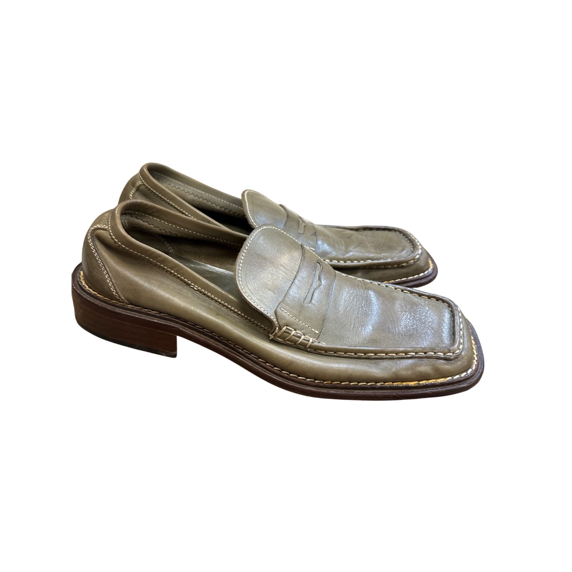 Designer Jonathan Made In Italy Leather Slip-On Green Loafers Shoes S Size US 9 / EU 42 - 4 Thumbnail