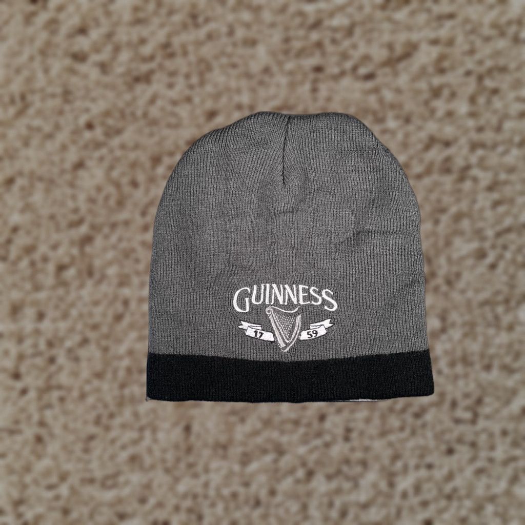 Vintage Guinness Beanie Hat Adult One Size Gray Black Knit Acrylic Beer Ireland Vintage No Size ONE SIZE - 1 Thumbnail