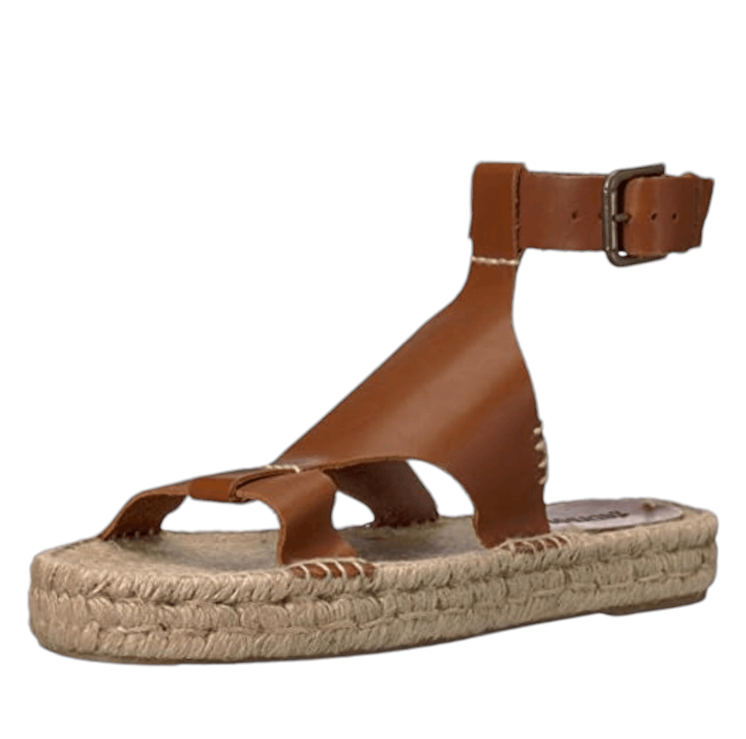 Soludos Soludos Tan Leather Open Sandal Vacation Espadrille Wedge Size US 7 / IT 37 - 2 Thumbnail