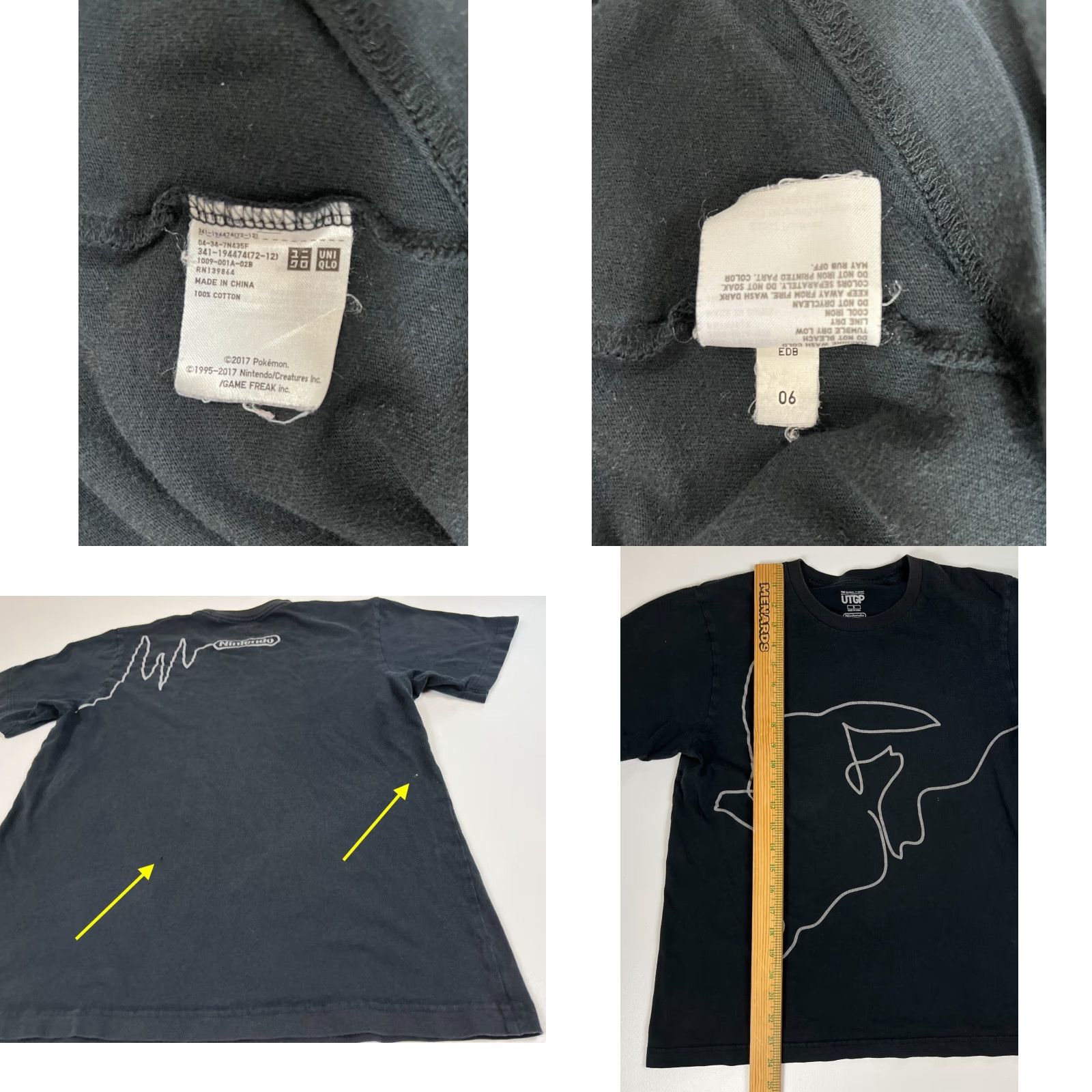 Uniqlo Uniqlo T-Shirt Nintendo Pokemon Pikachu UTGP Graphic Double-Sided Sz S Unisex Adults Black Cotton Crew Neck Short Sleeve Regular Size US S / EU 44-46 / 1 - 8 Thumbnail
